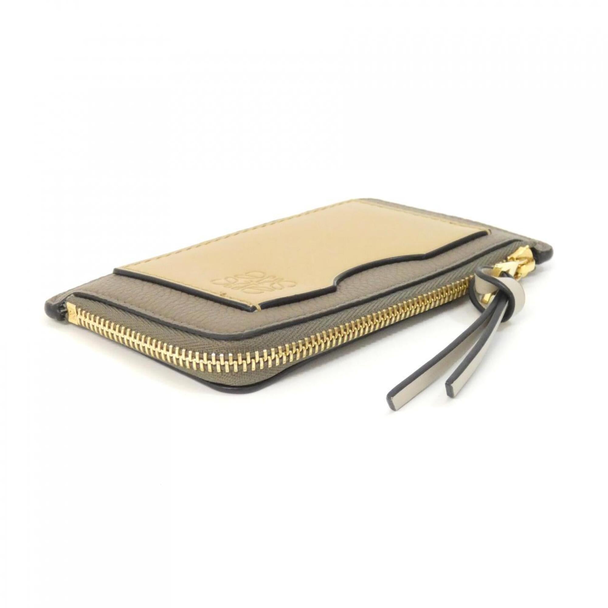 Loewe Gold Beige Leather Coin Purse/Coin Case (Pre-Owned)