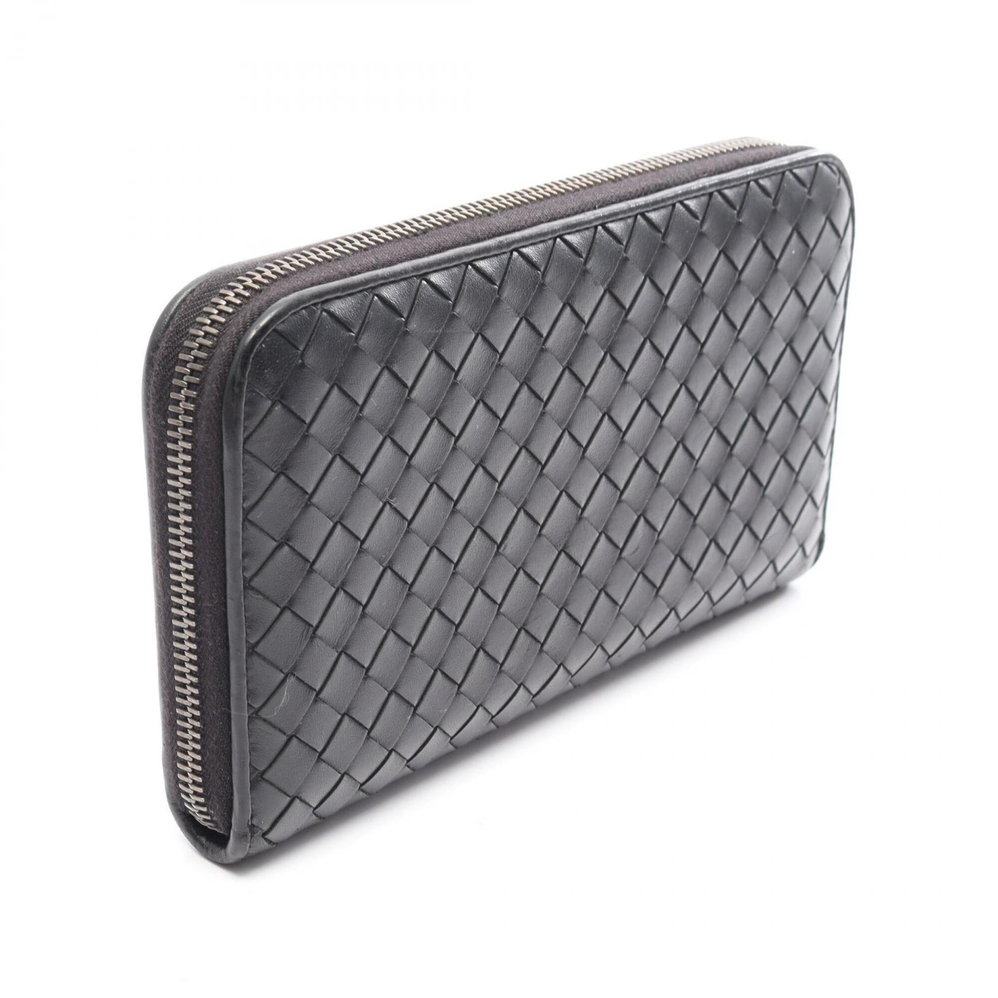 Bottega Veneta Black Leather Long Wallet (Bi-Fold) (Pre-Owned)