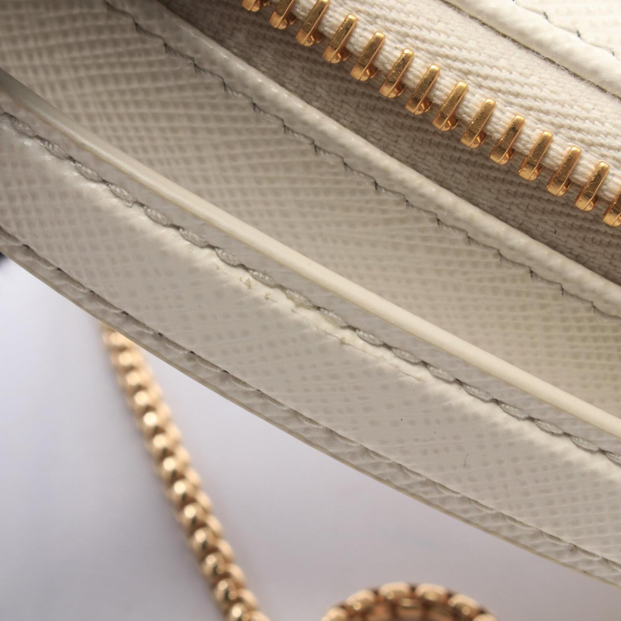 Prada White Saffiano Triangle Handbag Shoulder Bag (Pre-Owned)