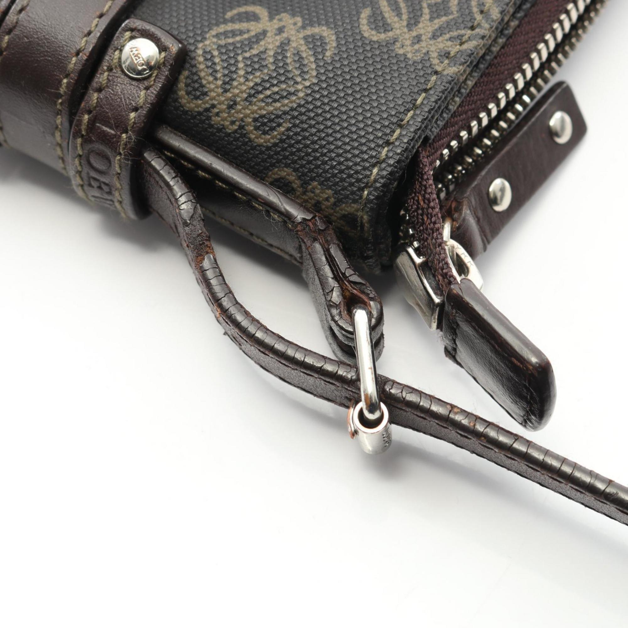 Loewe Black Brown Coated Canvas Leather Shoulder Bag (Pre-Owned)