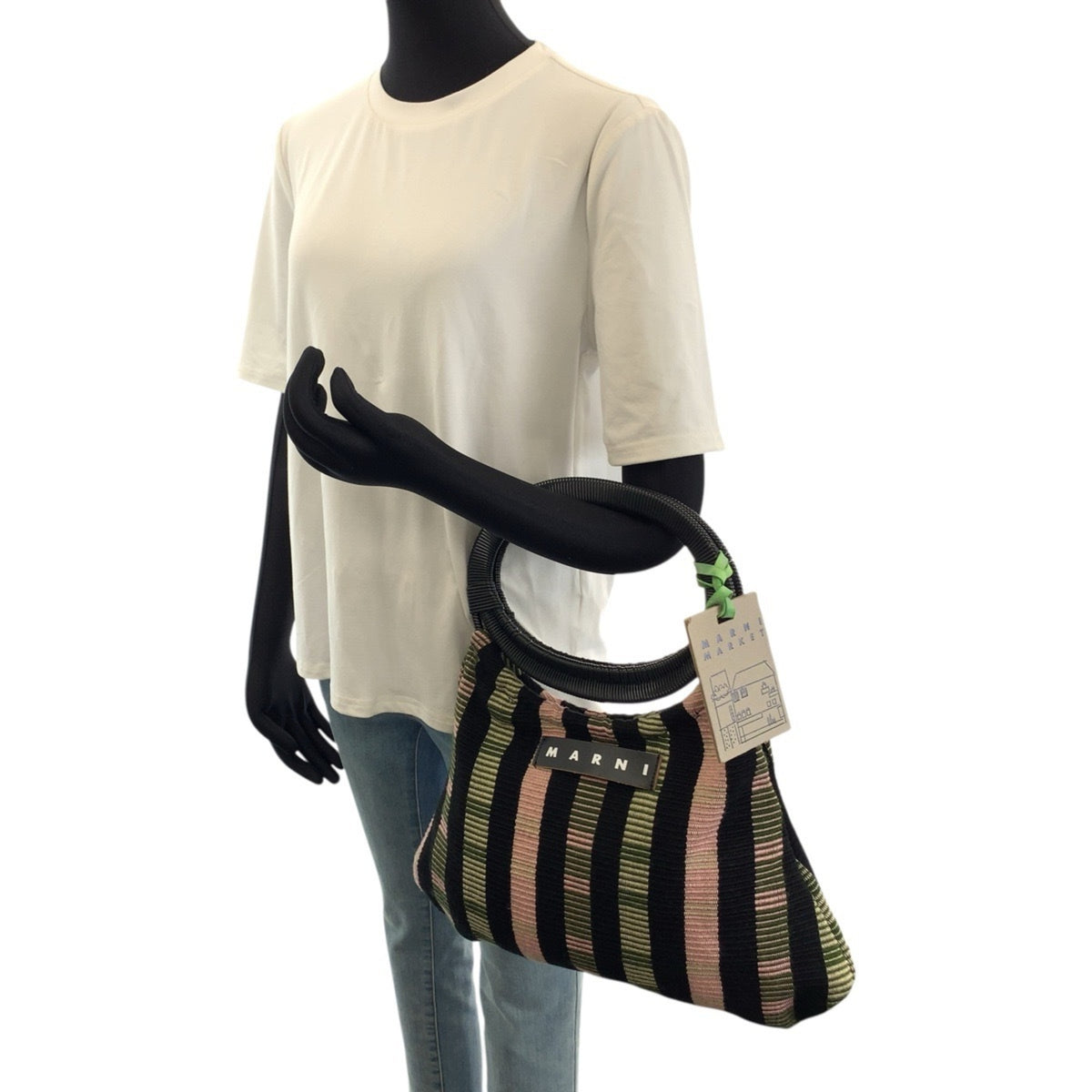 Marni Black Green Pink Cotton Plastic Handbag (Pre-Owned)