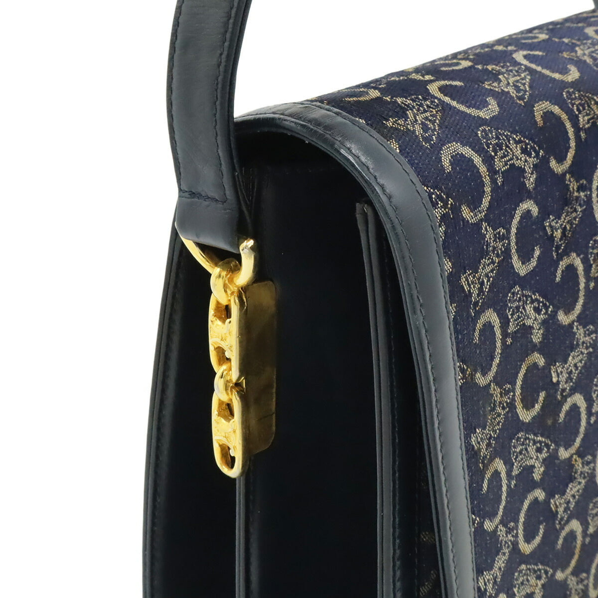 Celine Navy Canvas Leather Shoulder Bag (Pre-Owned)