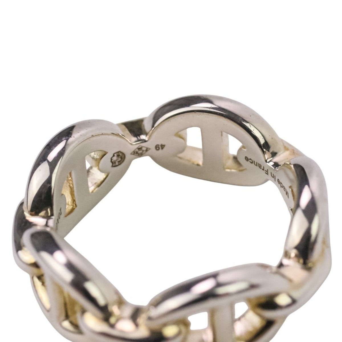 Hermes Silver Silver 925 Band Ring (Pre-Owned)
