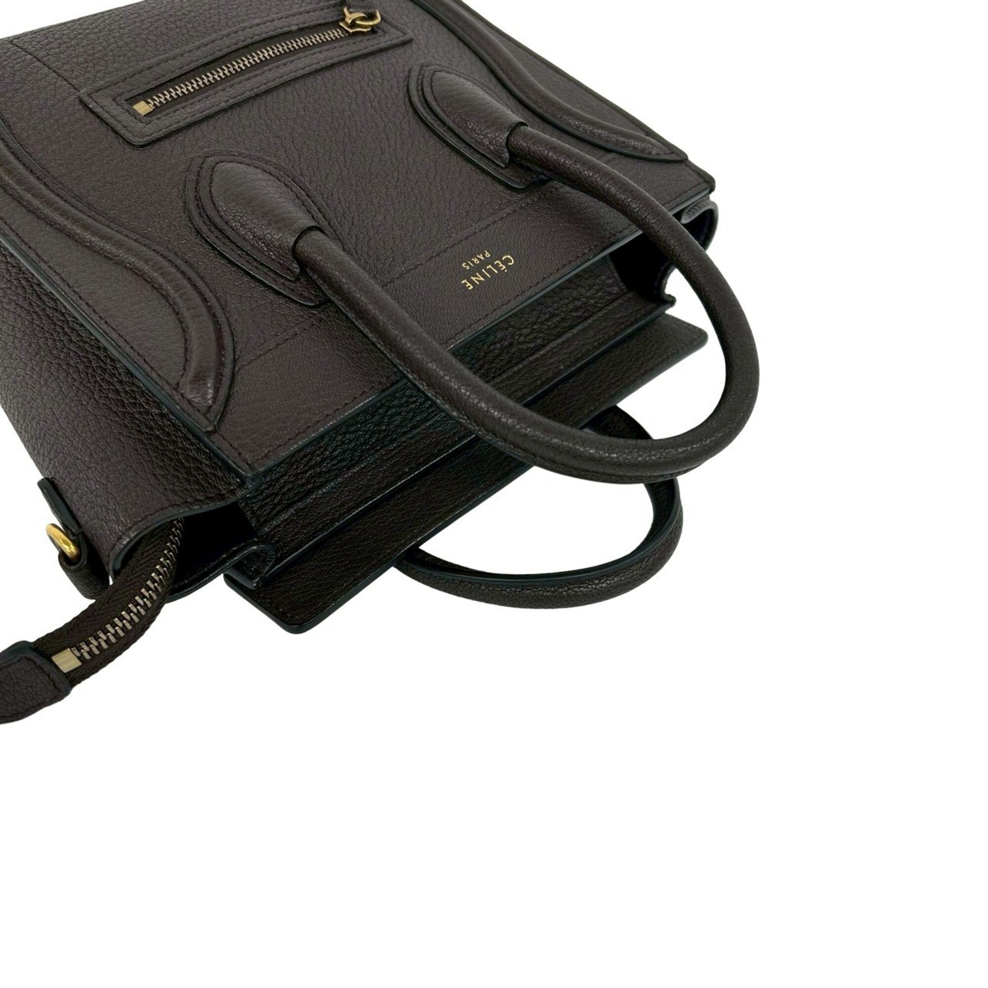 Celine Brown Leather Handbag Shoulder Bag Tote Bag (Pre-Owned)