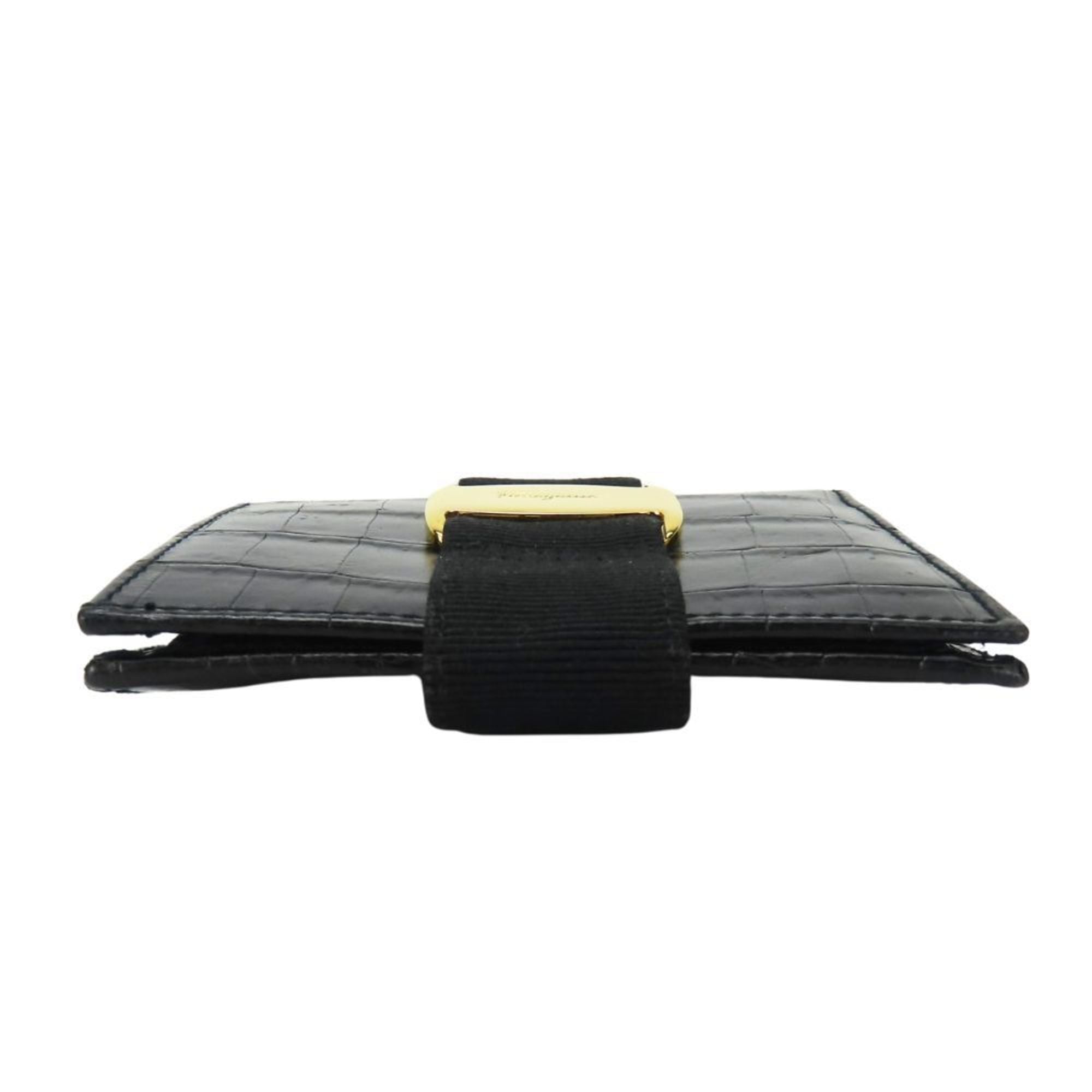 Salvatore Ferragamo Vara Black Leather Wallet (Bi-Fold) (Pre-Owned)