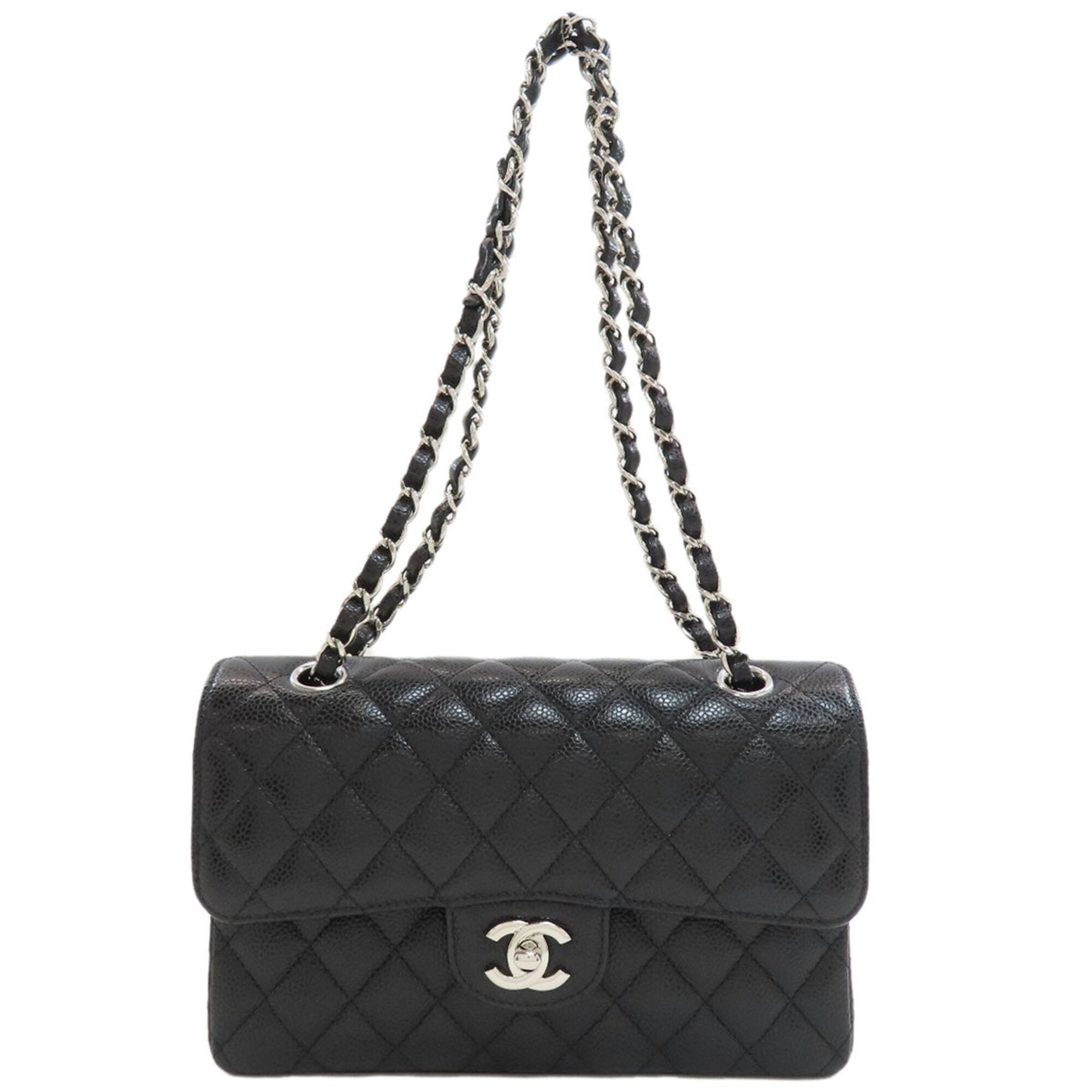 Chanel Matelasse Black Leather Shoulder Bag (Pre-Owned)