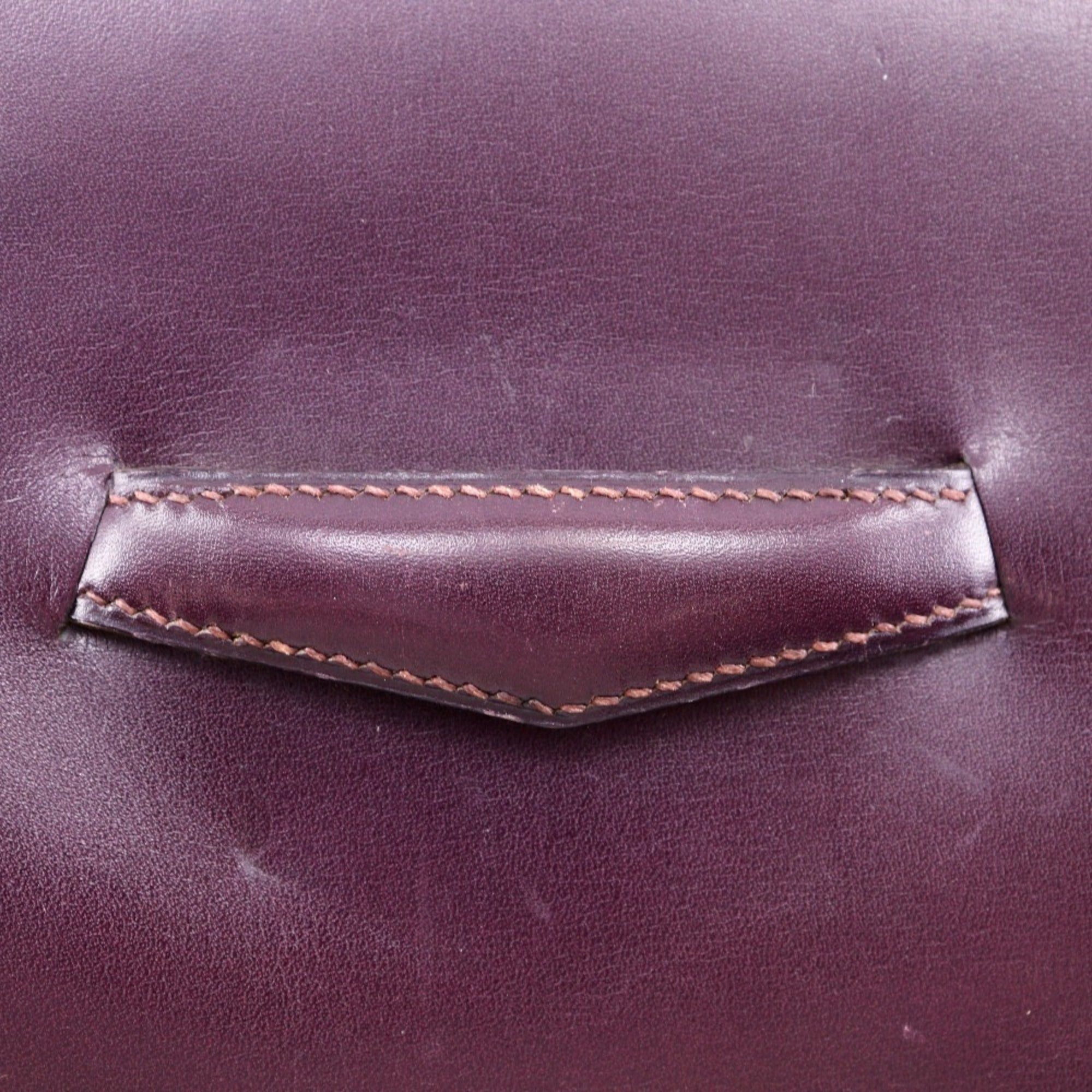 Hermes Bordeaux Box Calf Leather Clutch Bag (Pre-Owned)