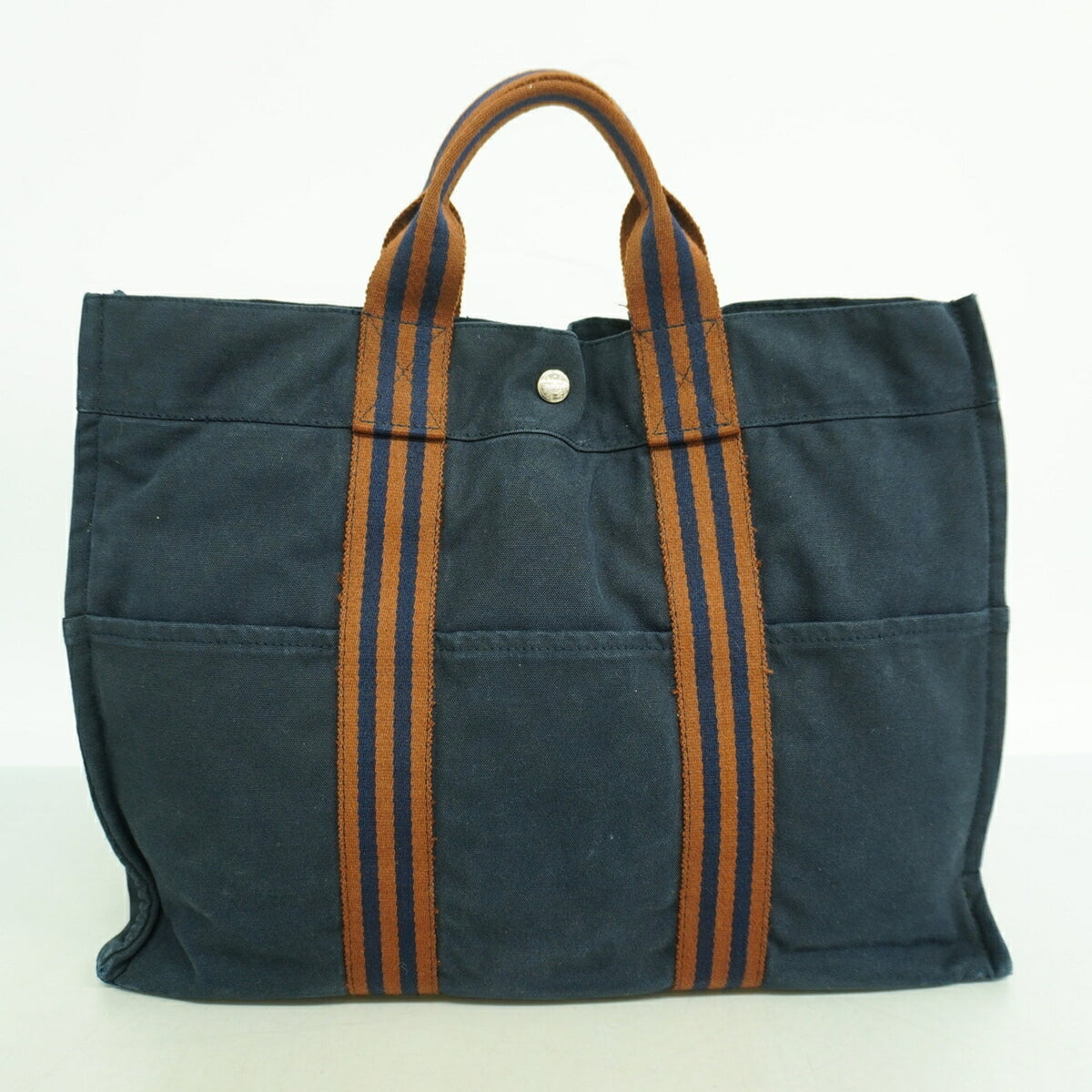 Hermes Navy Canvas Tote Bag (Pre-Owned)