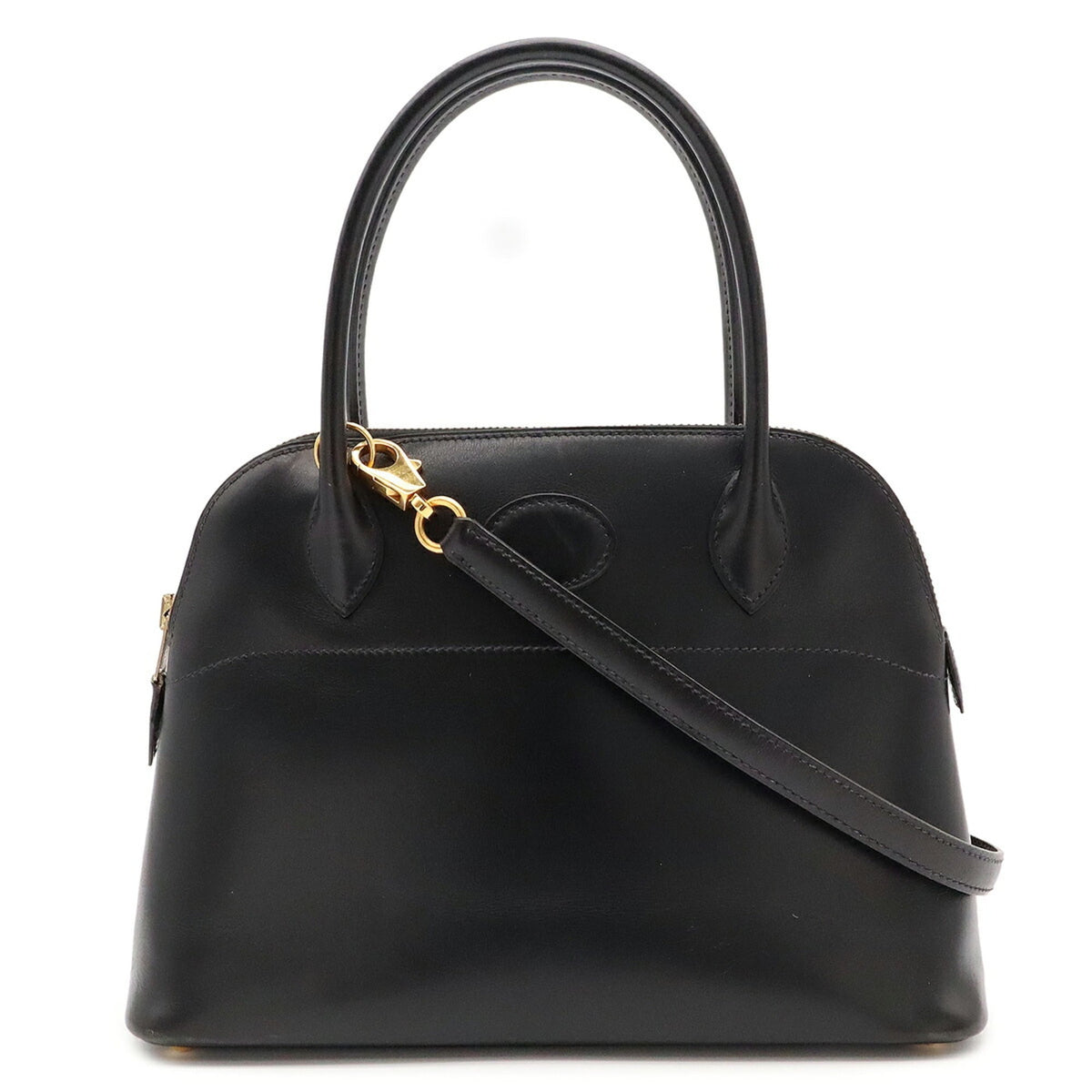 Hermes Black Box Calf Leather Handbag Pochette Shoulder Bag (Pre-Owned)