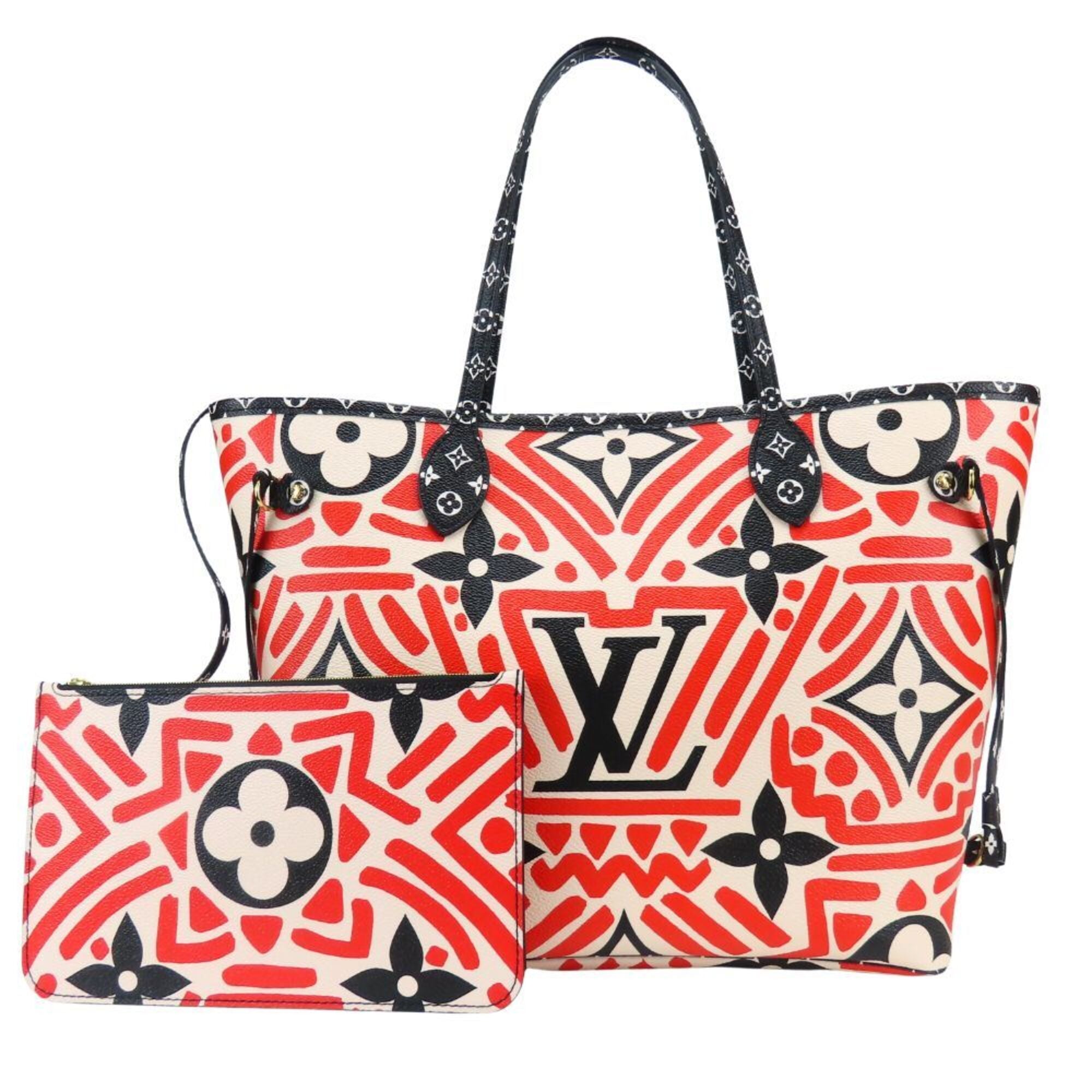 Louis Vuitton Black Red Color White Monogram Tote Bag (Pre-Owned)