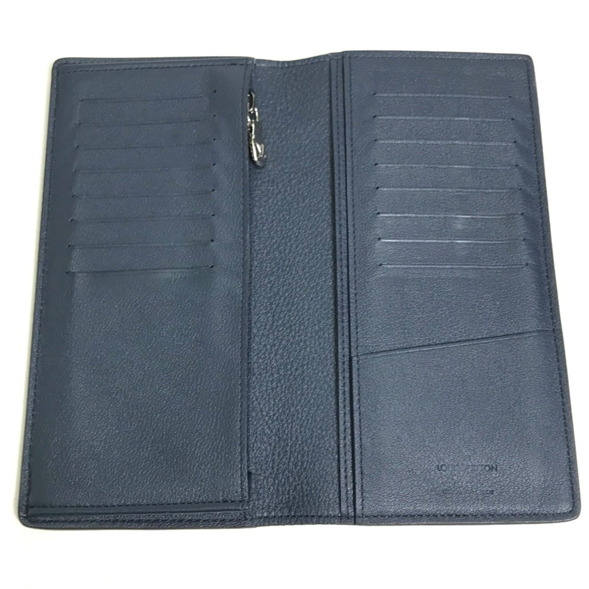 Louis Vuitton Navy Leather Long Wallet (Bi-Fold) (Pre-Owned)