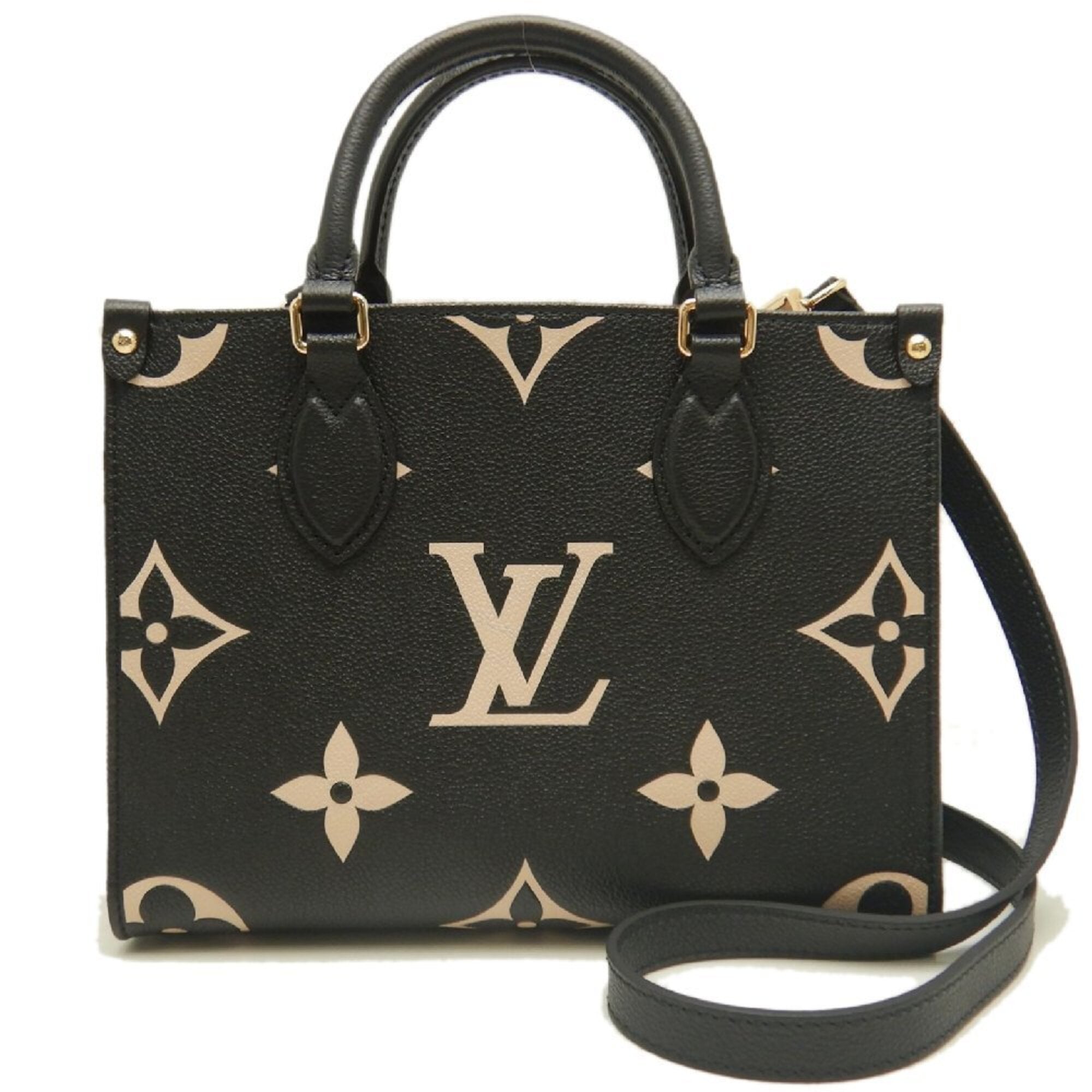 Louis Vuitton Beige Black Monogram Handbag (Pre-Owned)