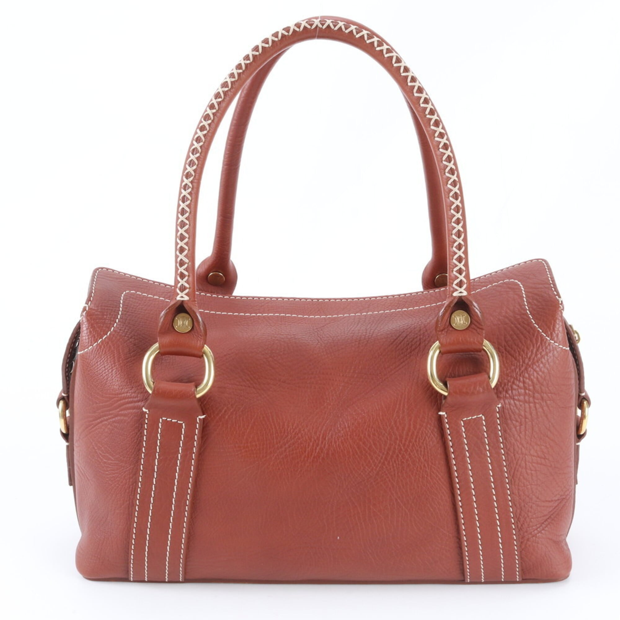 Celine Red Brown Leather Handbag Shoulder Bag (Pre-Owned)