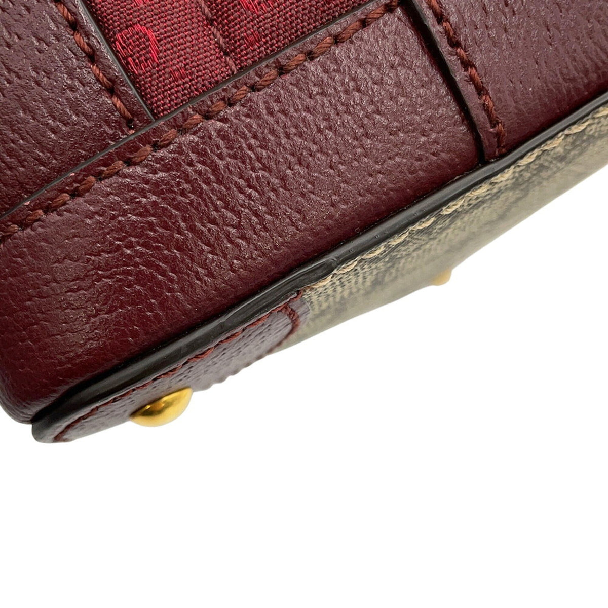 Gucci Bordeaux Gg Supreme Canvas Leather Shoulder Bag (Pre-Owned)