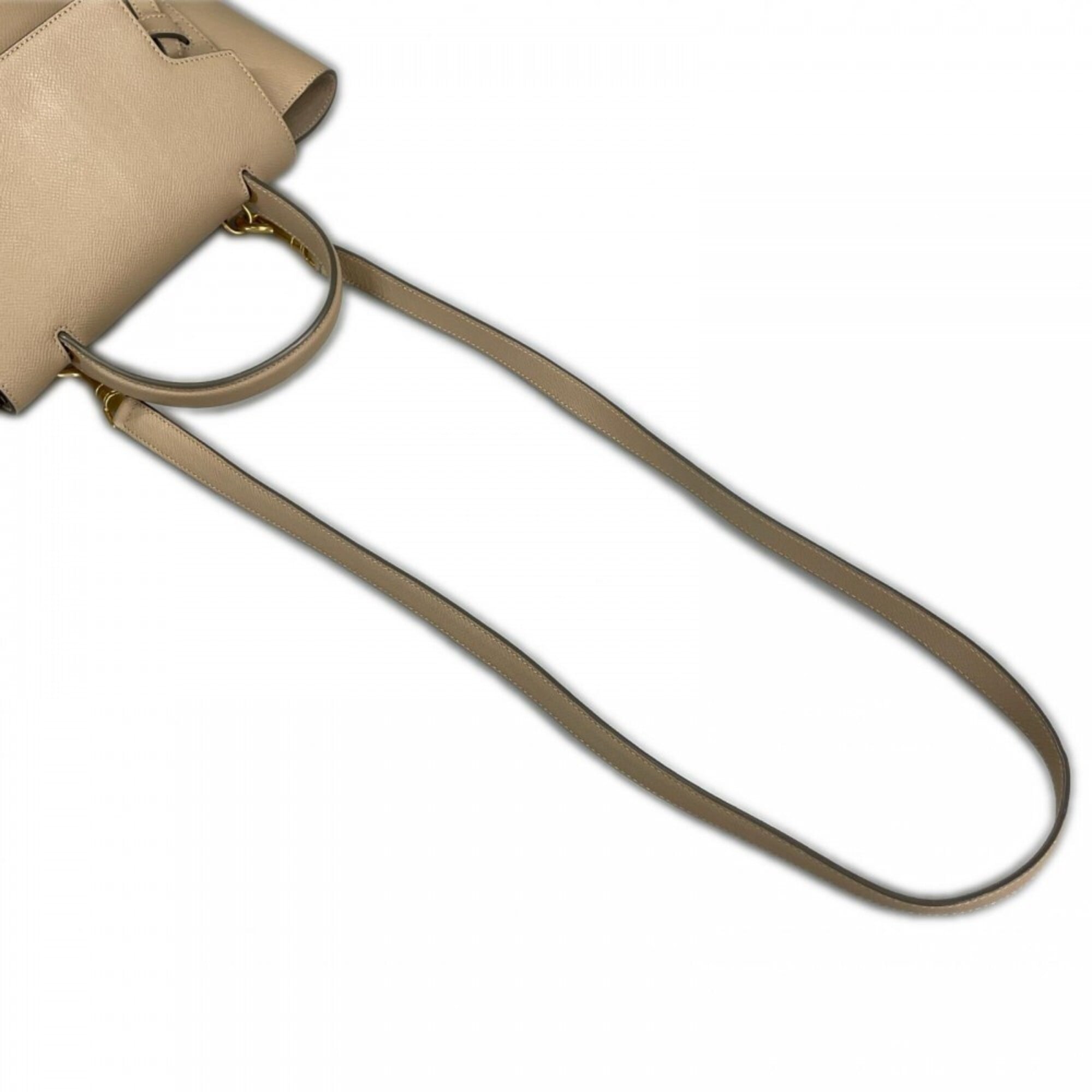 Celine Beige Beige Gold White Leather Handbag (Pre-Owned)
