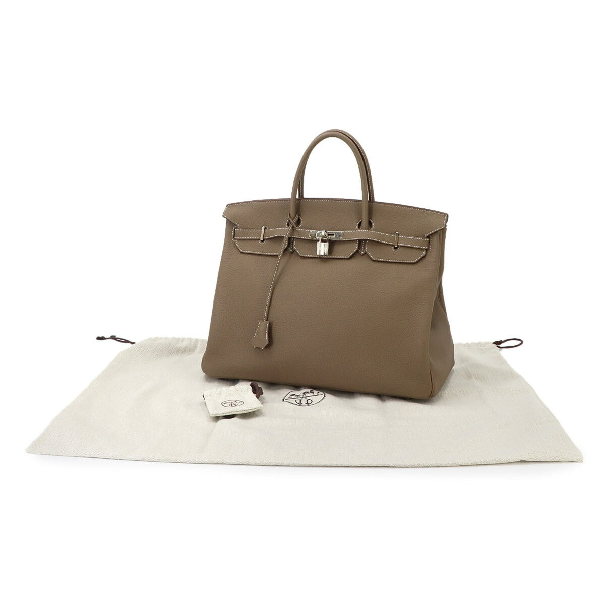 Hermes Etoupe Gray Togo Leather Handbag (Pre-Owned)