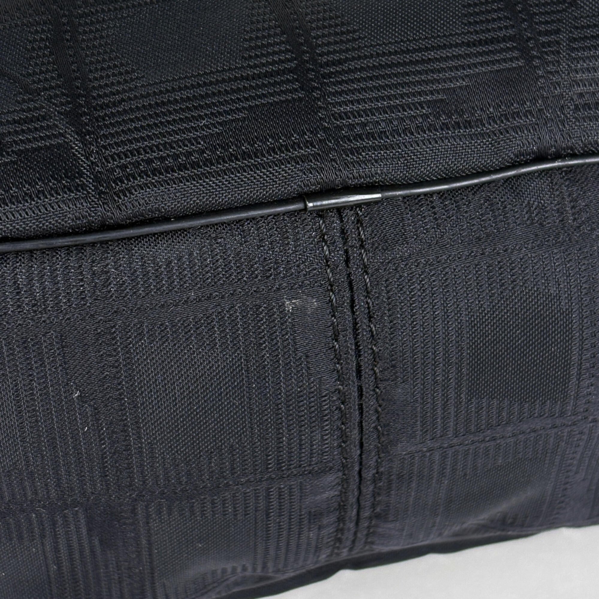 Chanel New Travel Line Black Jacquard Leather Shoulder Bag (Pre-Owned)