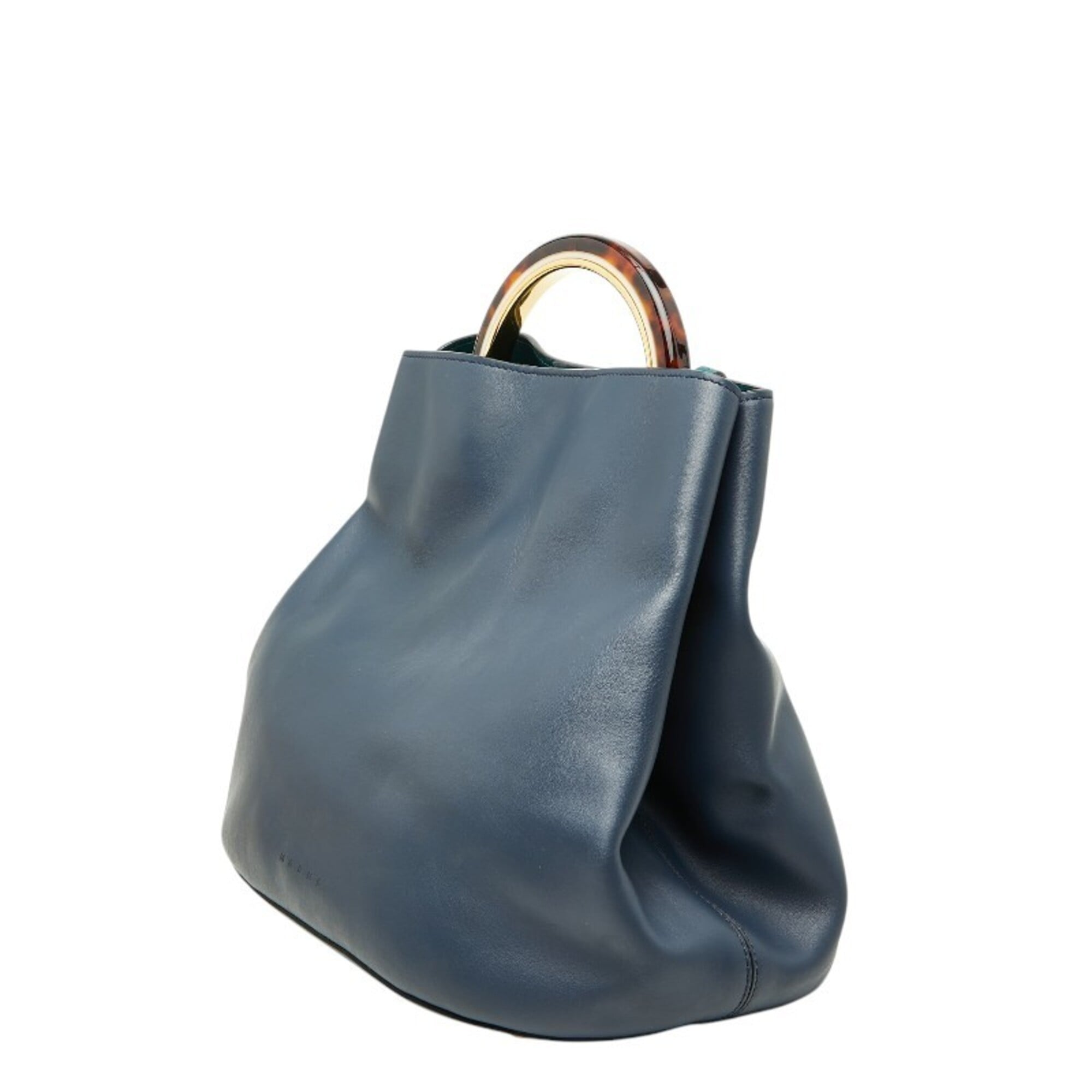 Marni Navy Leather Handbag Pouch Shoulder Bag (Pre-Owned)