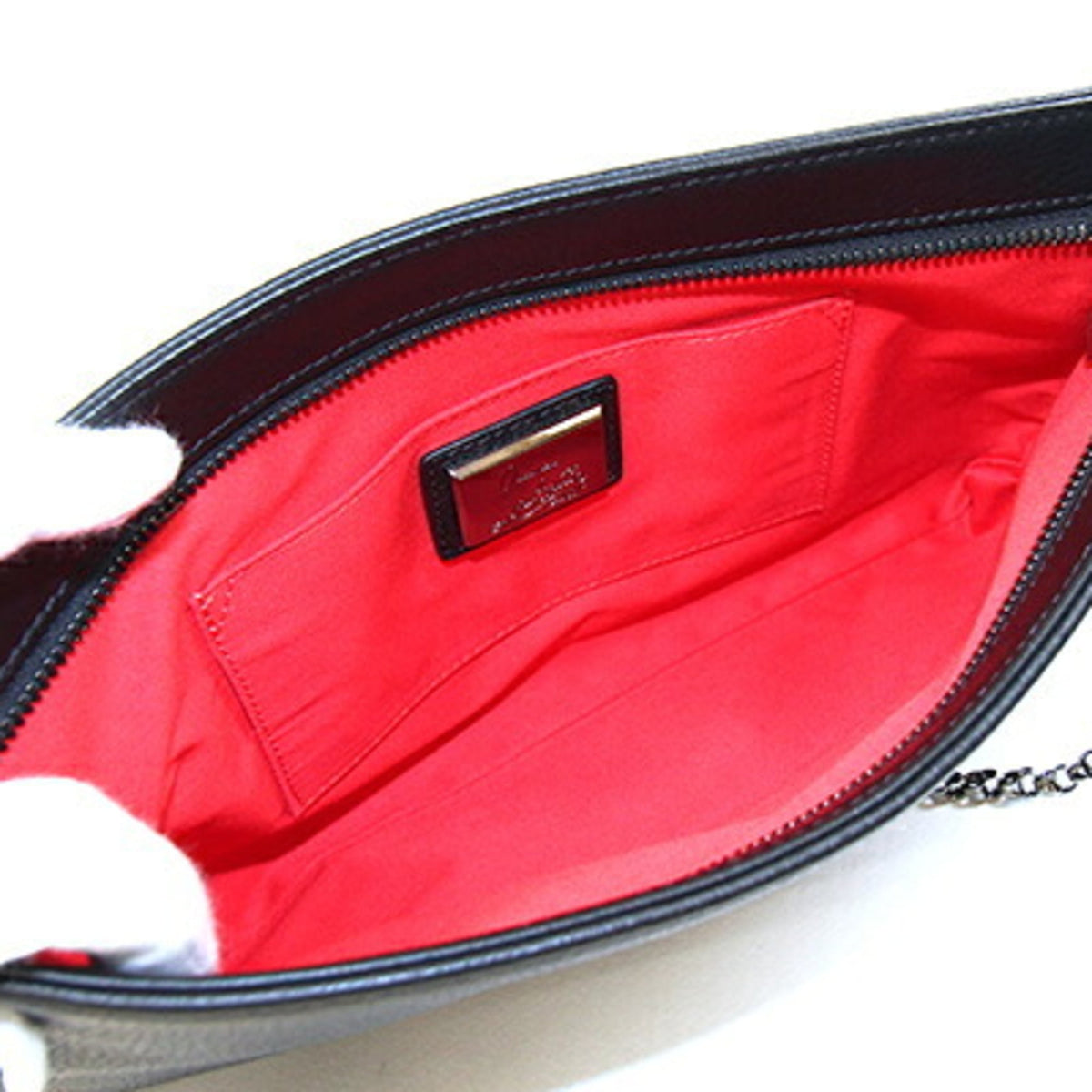 Christian Louboutin Black Leather Clutch Bag Shoulder Bag (Pre-Owned)