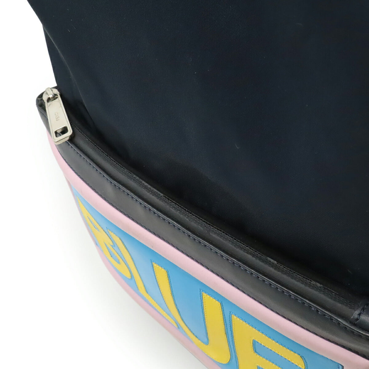Fendi Blue Navy Pink Nylon Leather Backpack (Pre-Owned)