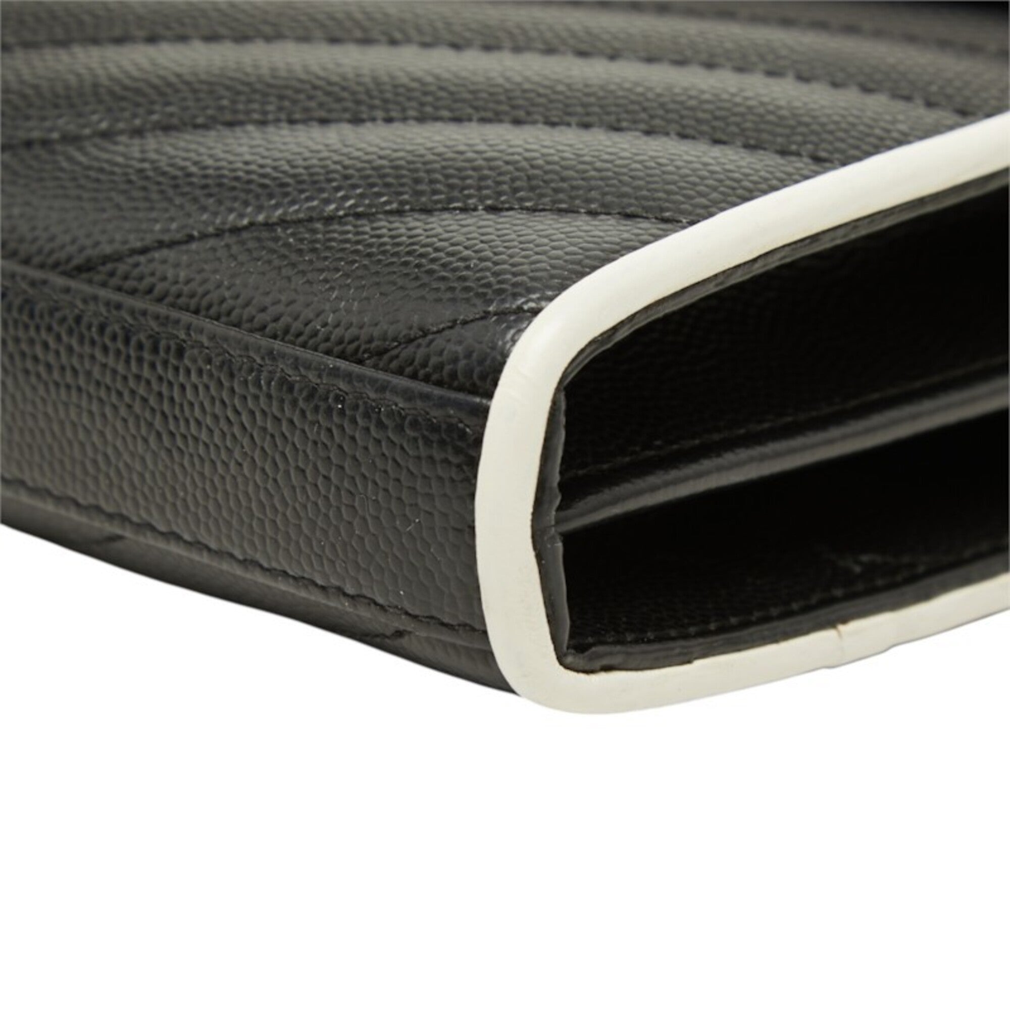 Saint Laurent Black White Leather Shoulder Bag (Pre-Owned)