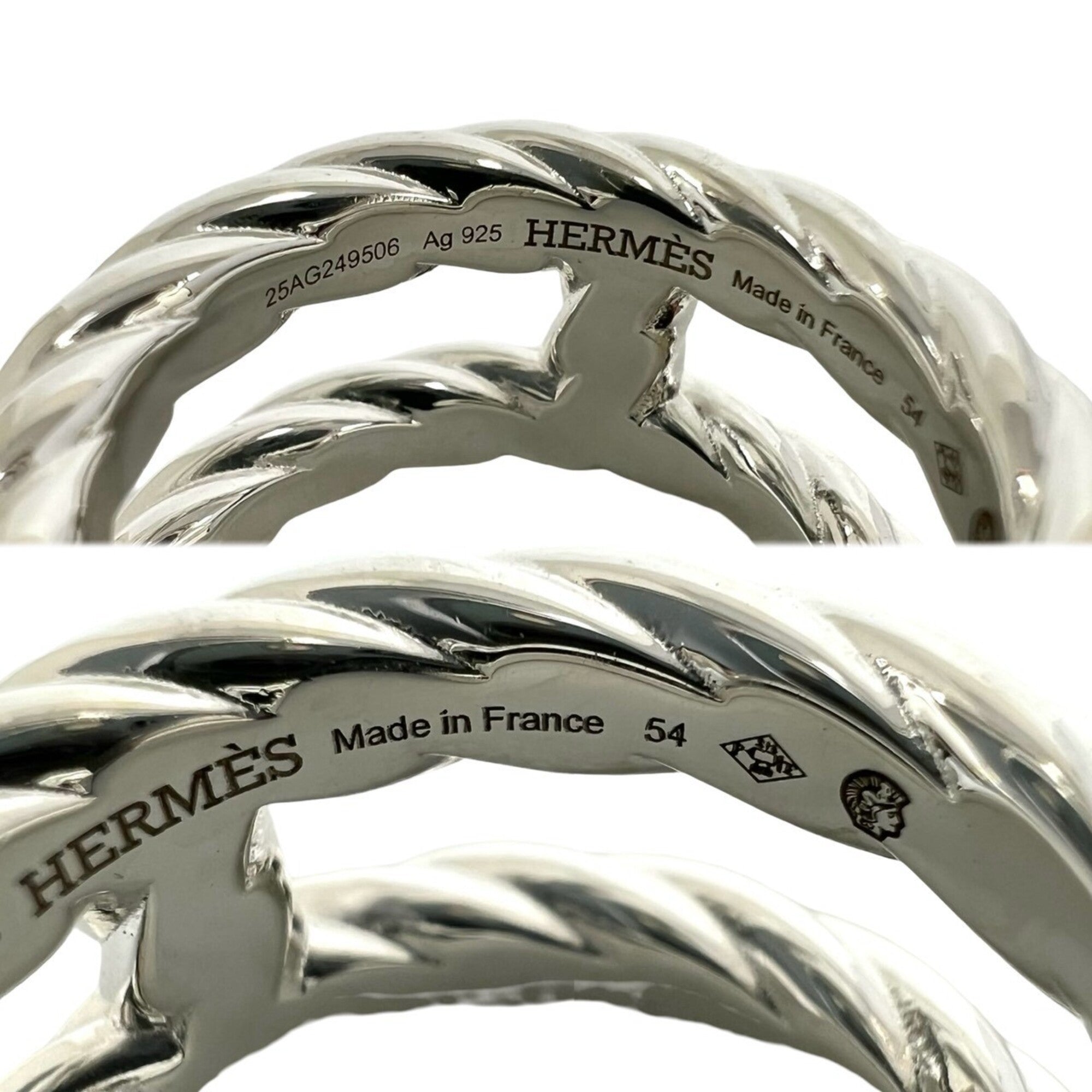 Hermes Silver Silver 925 Band Ring (Pre-Owned)
