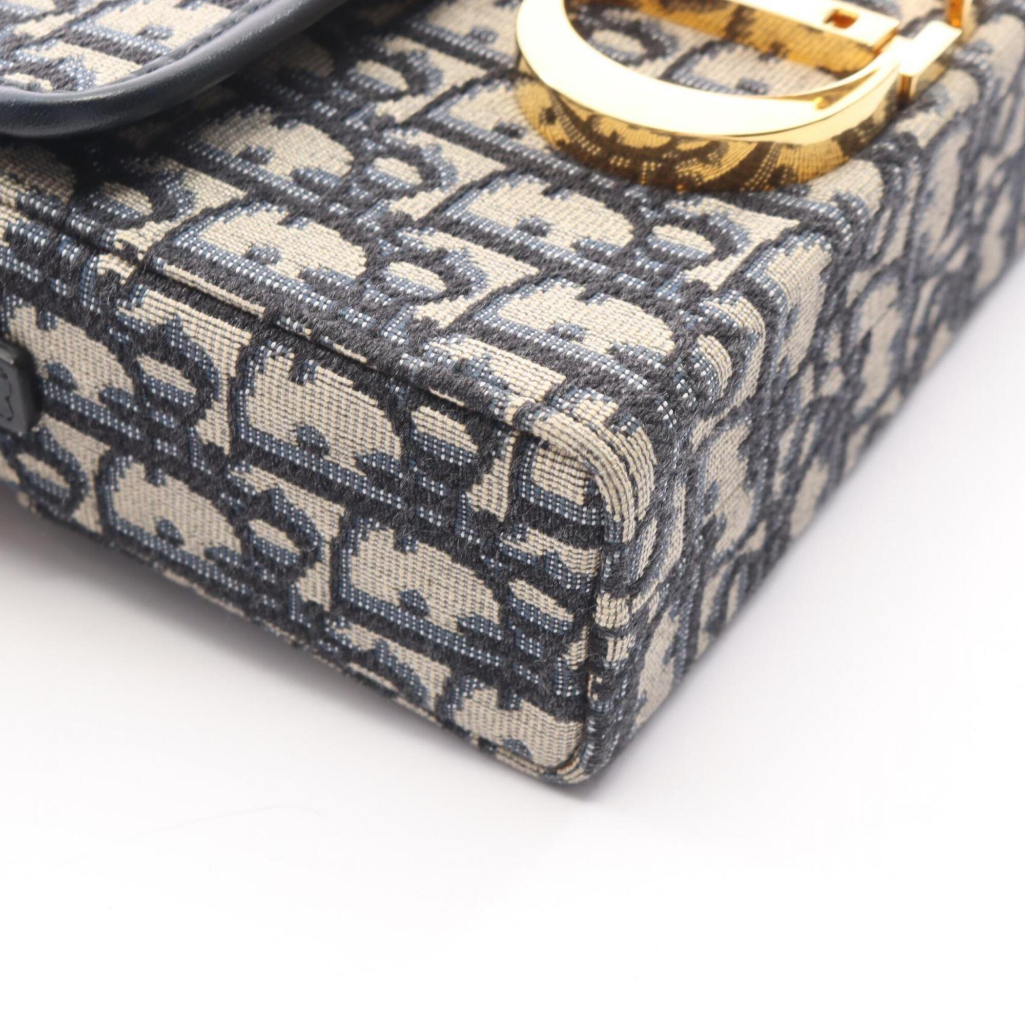 Christian Dior Navy Canvas Leather Handbag Shoulder Bag (Pre-Owned)