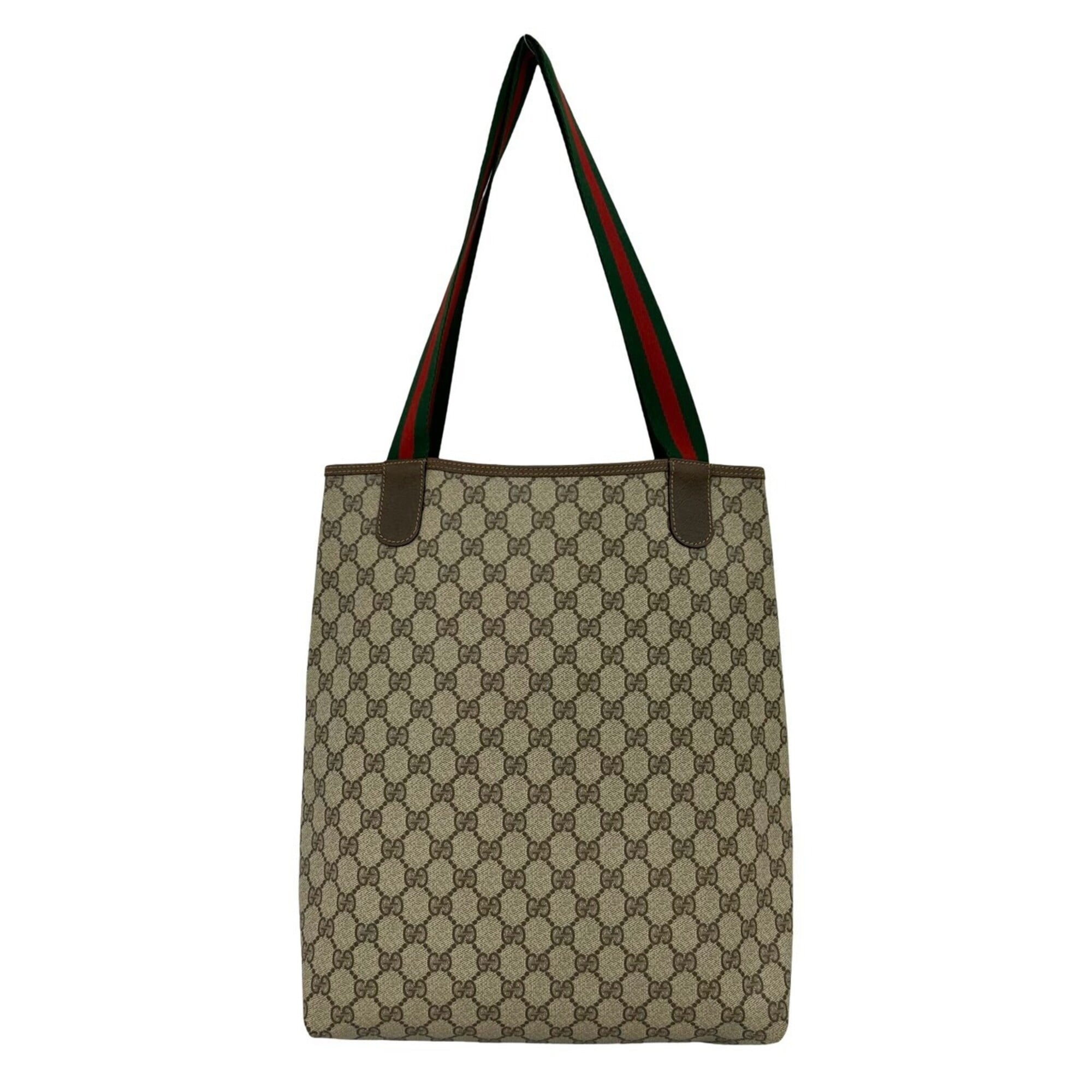 Gucci Brown Green Red Color Leather Pvc Shoulder Bag Tote Bag (Pre-Owned)