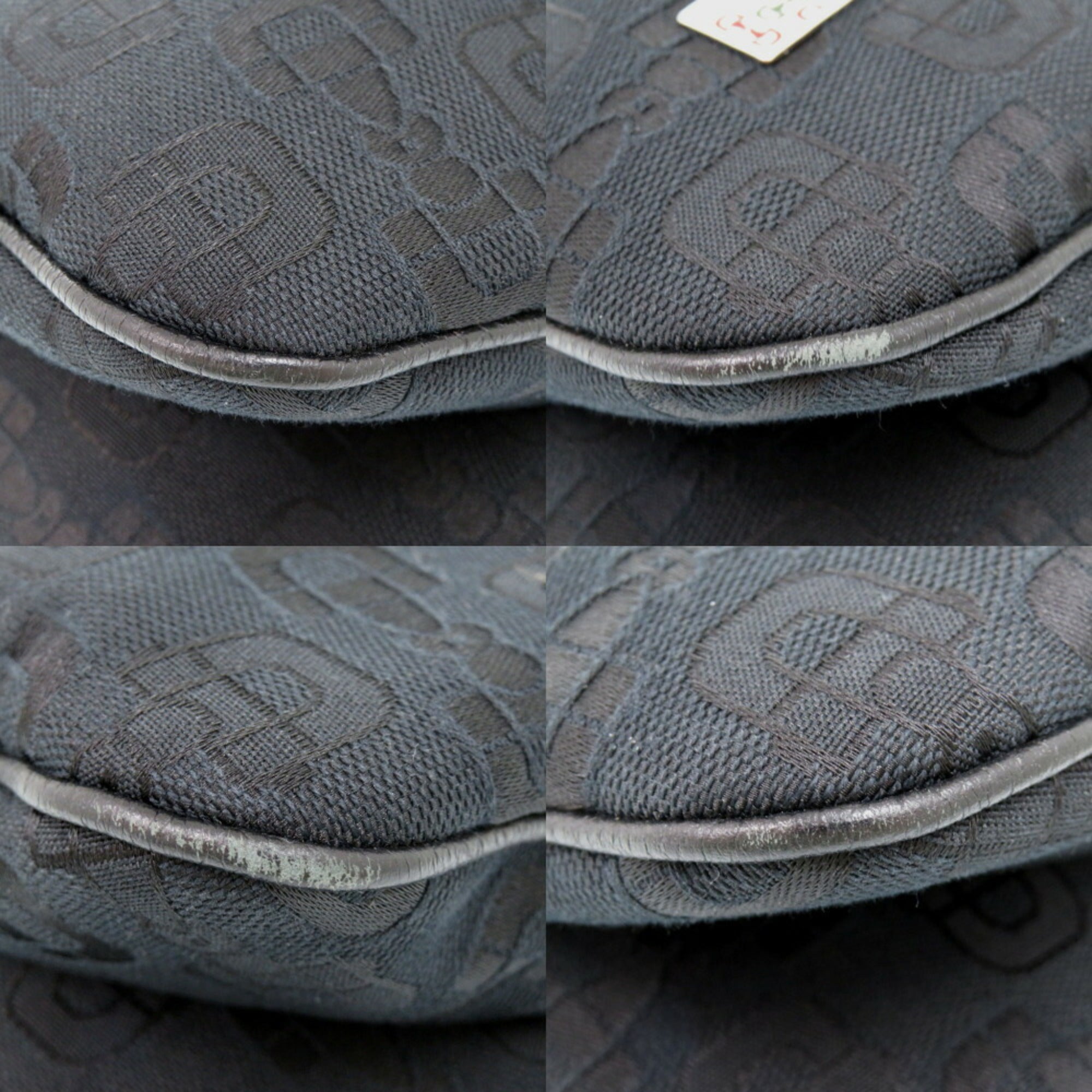 Gucci Horsebit Black Canvas Shoulder Bag (Pre-Owned)