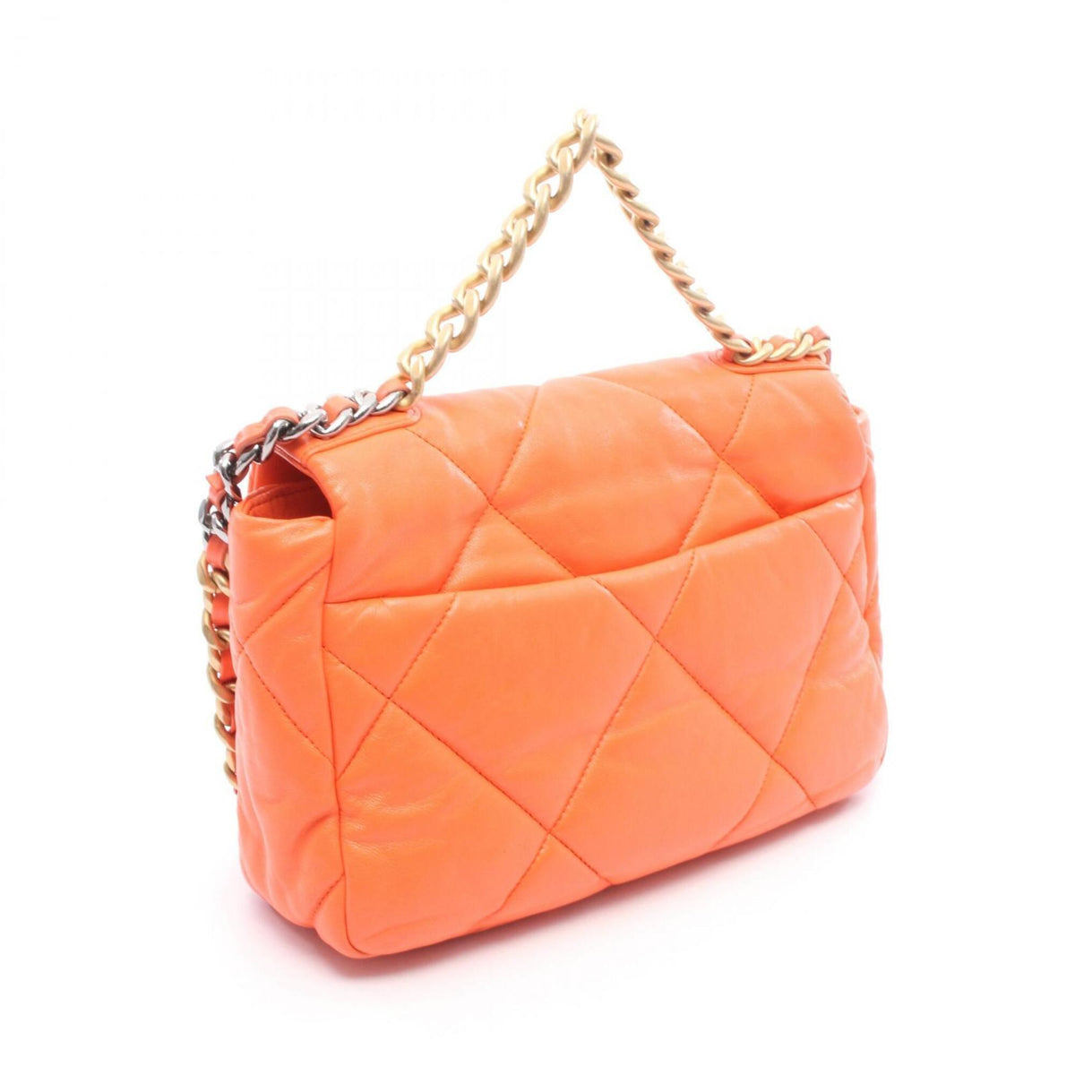 Chanel Orange Leather Handbag Shoulder Bag (Pre-Owned)