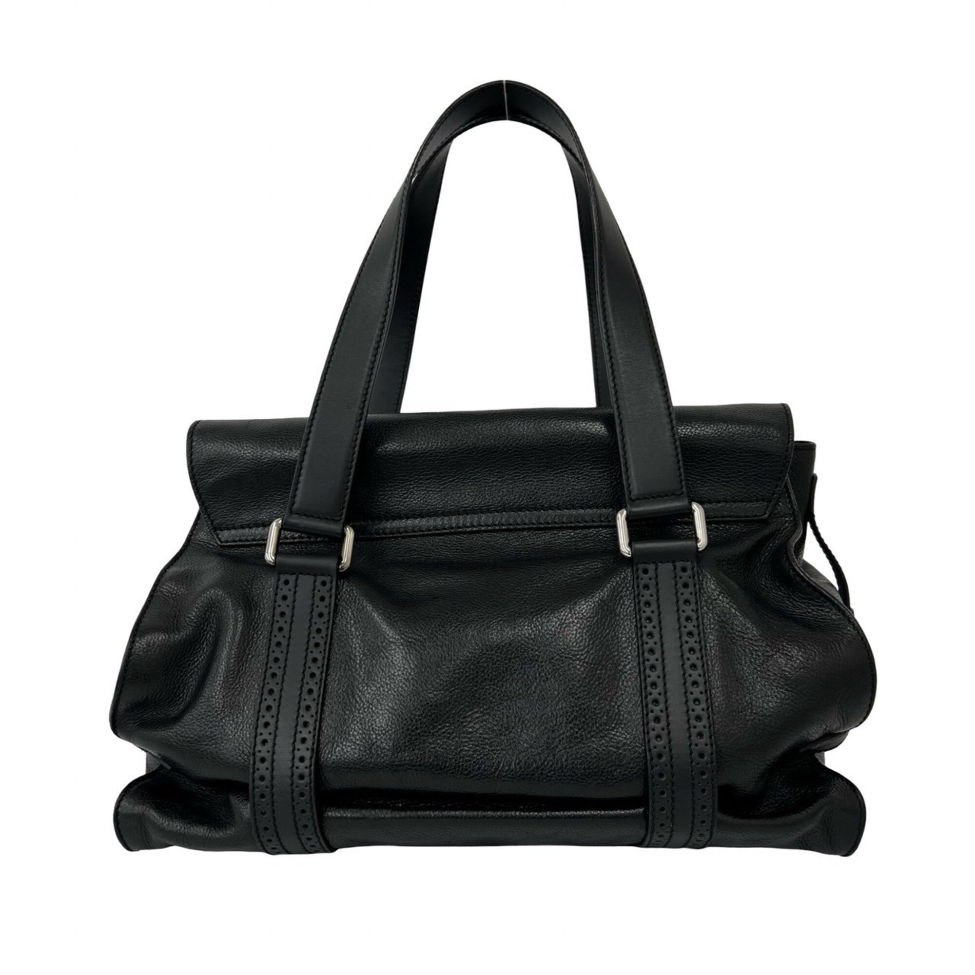 Celine Black Leather Boston Bag Handbag Tote Bag (Pre-Owned)