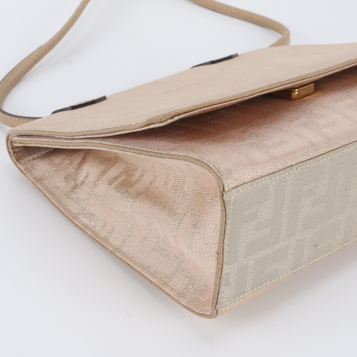 Fendi Pink Beige Leather Canvas Handbag Shoulder Bag (Pre-Owned)