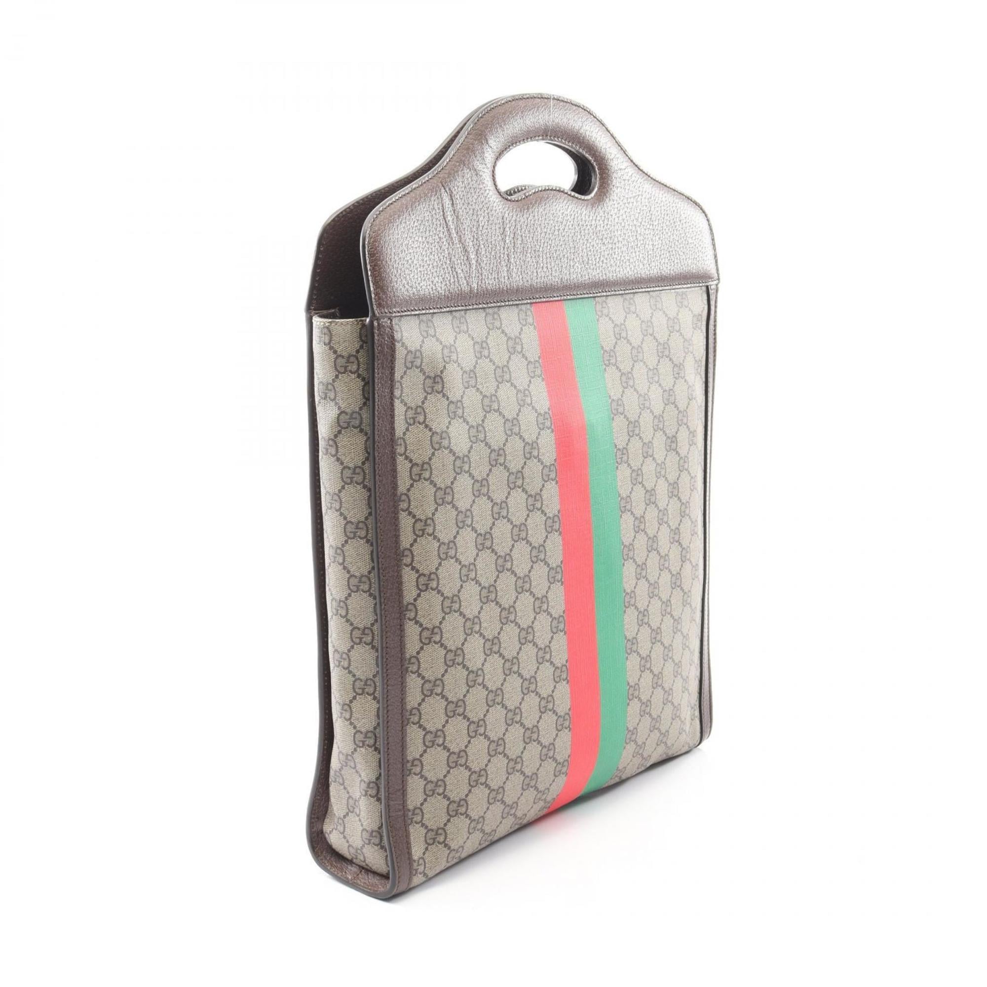 Gucci Beige Brown Multi-Color Gg Supreme Tote Bag (Pre-Owned)