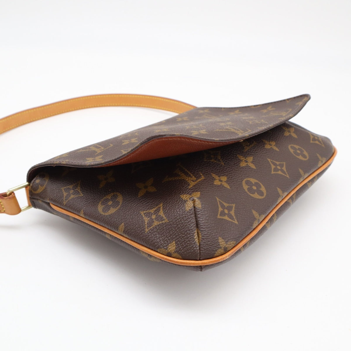 Louis Vuitton Beige Brown Coated Canvas Leather Shoulder Bag (Pre-Owned)