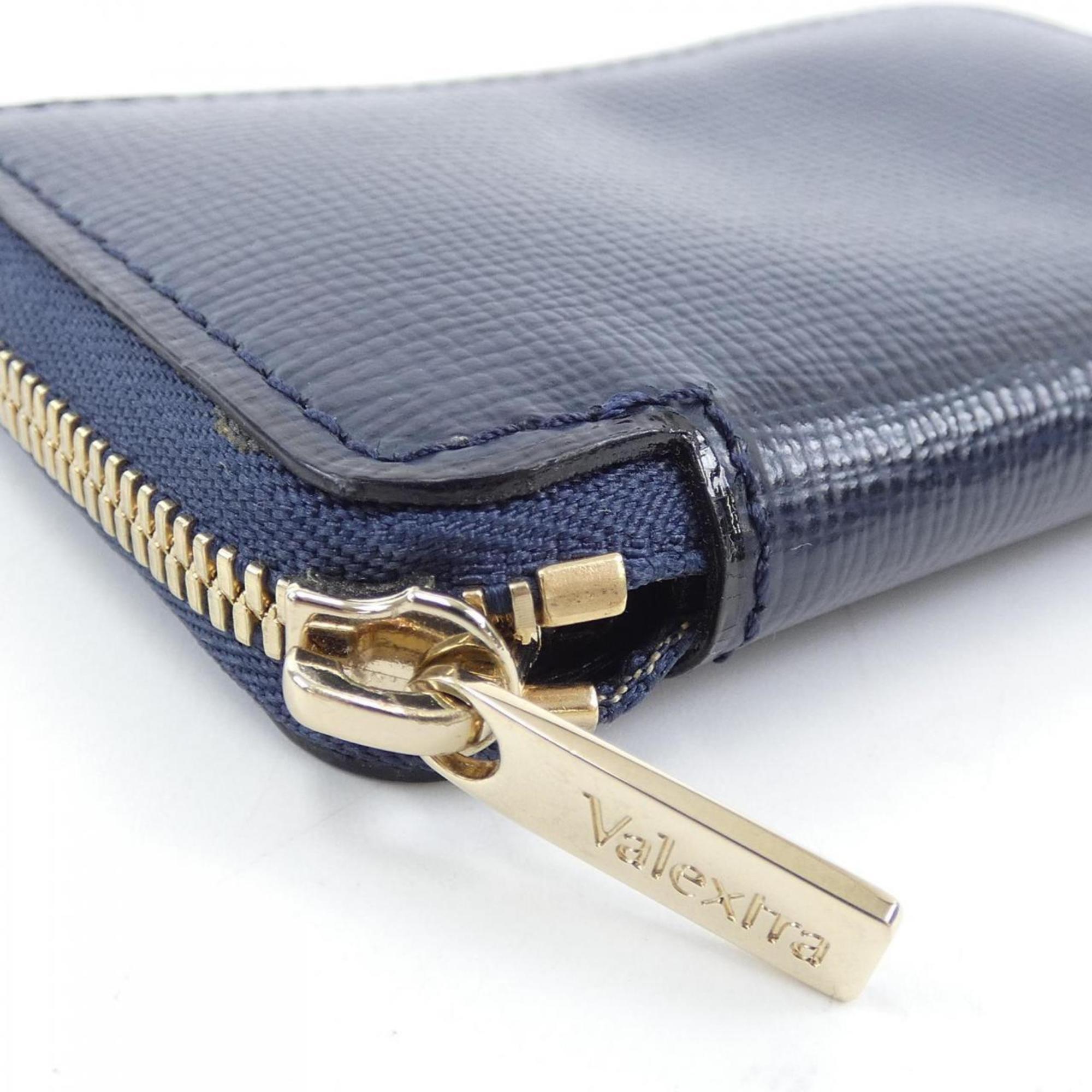 Valextra Navy Leather Coin Purse/Coin Case (Pre-Owned)