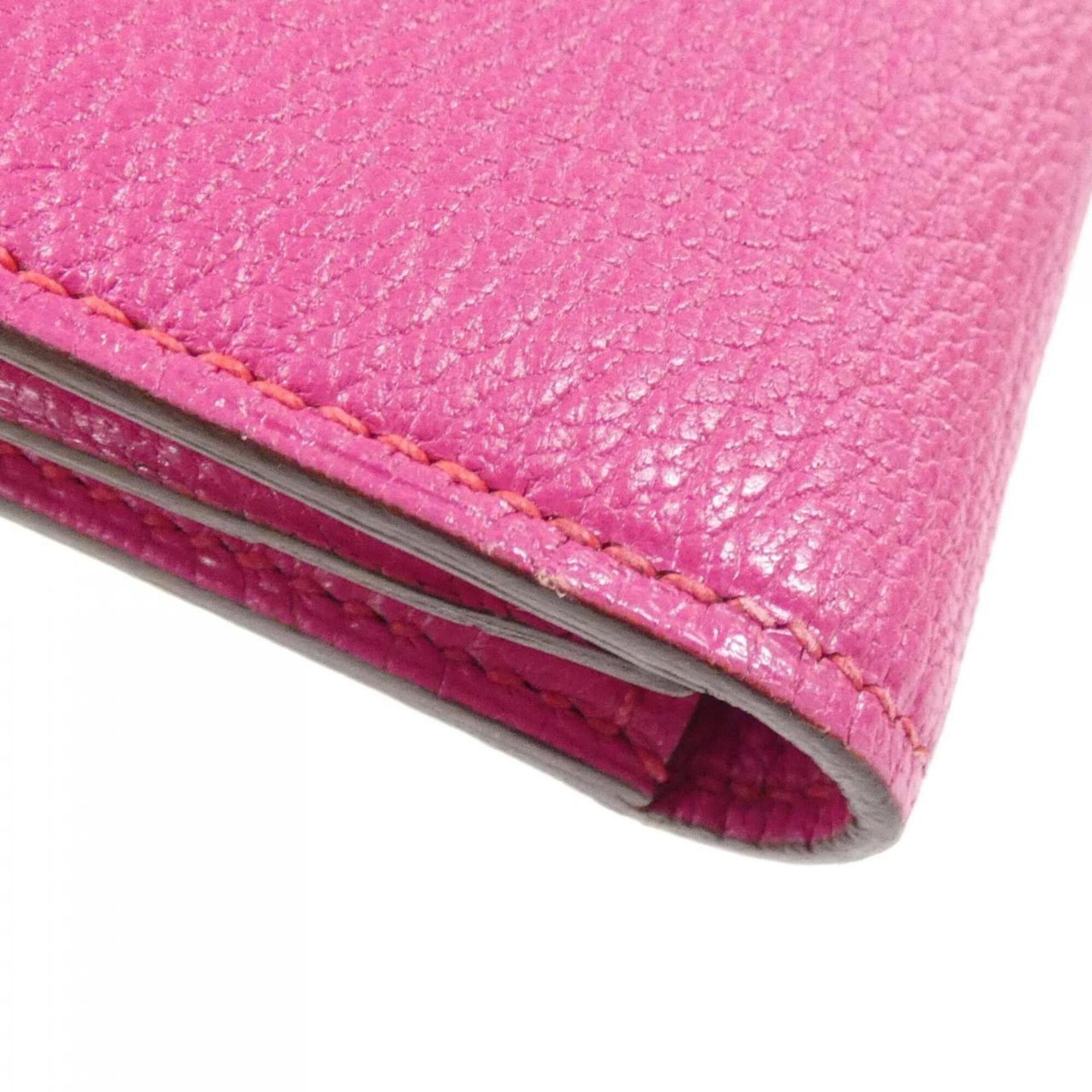 Hermes Rose Shocking Soufre Chevre Leather Long Wallet (Bi-Fold) (Pre-Owned)