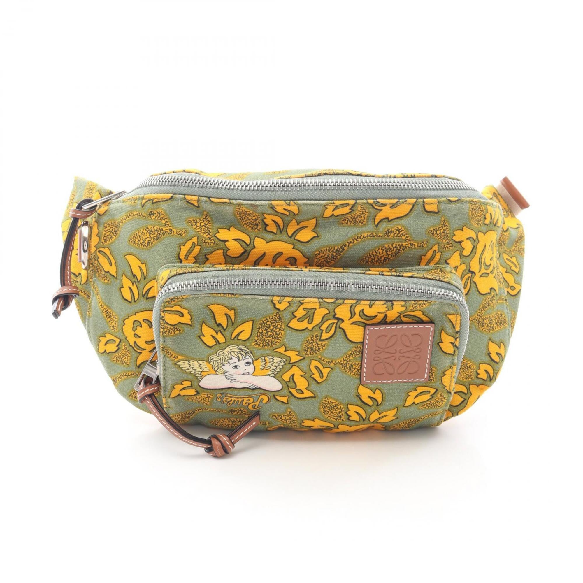 Loewe Green Multi-Color Yellow Canvas Fanny Pack (Pre-Owned)