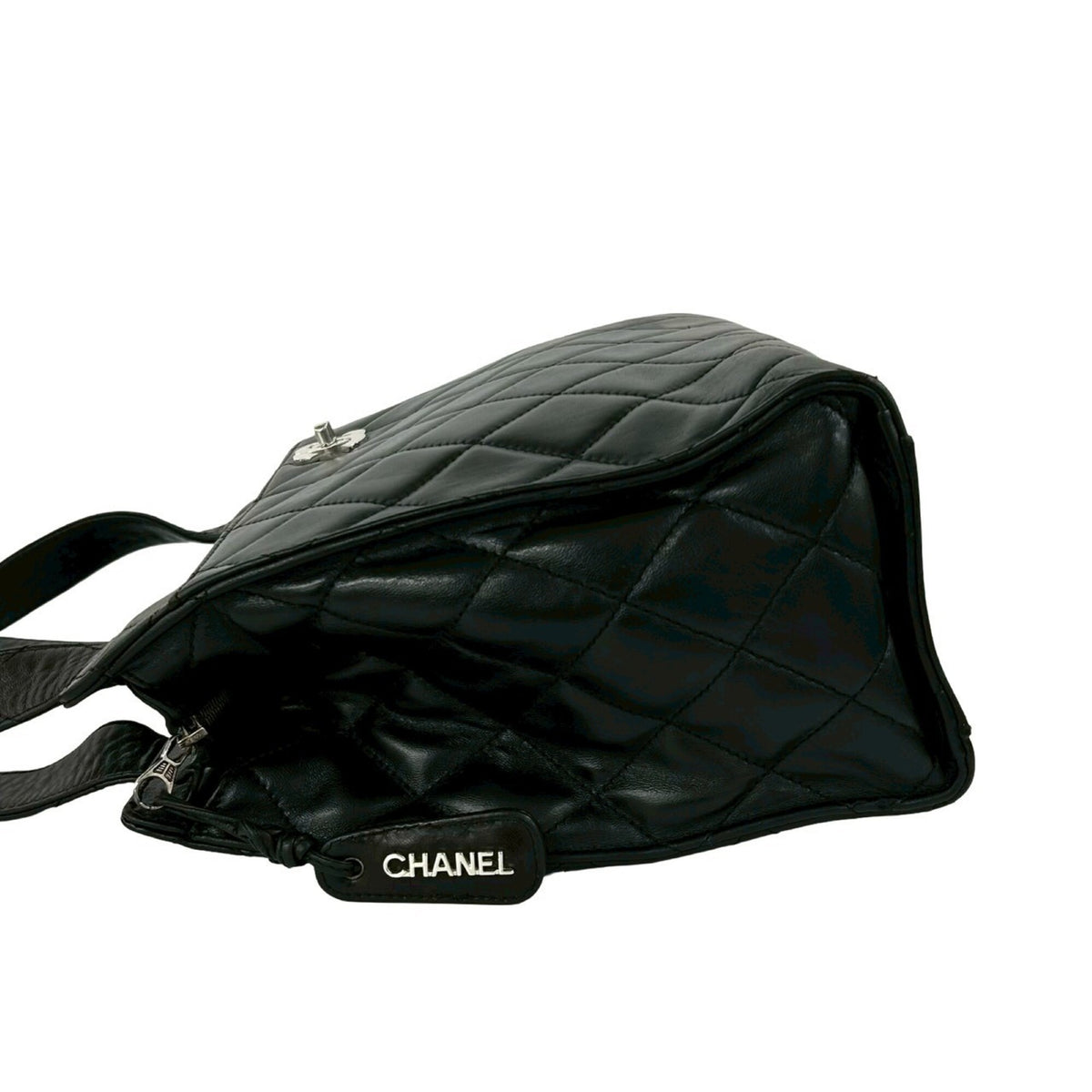 Chanel Black Leather Shoulder Bag Tote Bag (Pre-Owned)