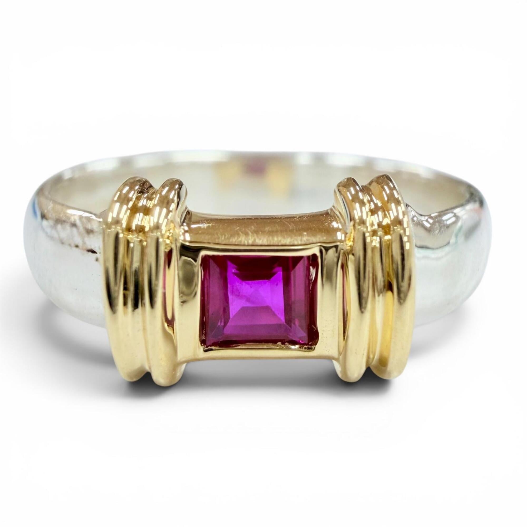 Tiffany Gold Silver Gold (18K) Silver 925 Band Ring (Pre-Owned)