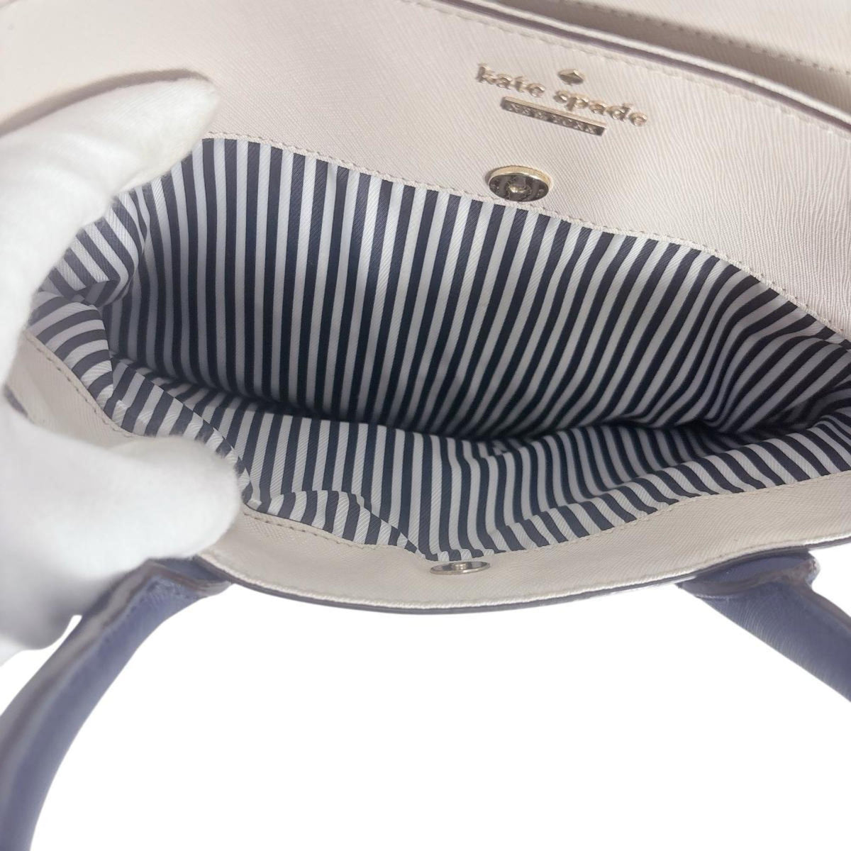 Kate Spade Blue Ivory Faux Leather Handbag Shoulder Bag (Pre-Owned)