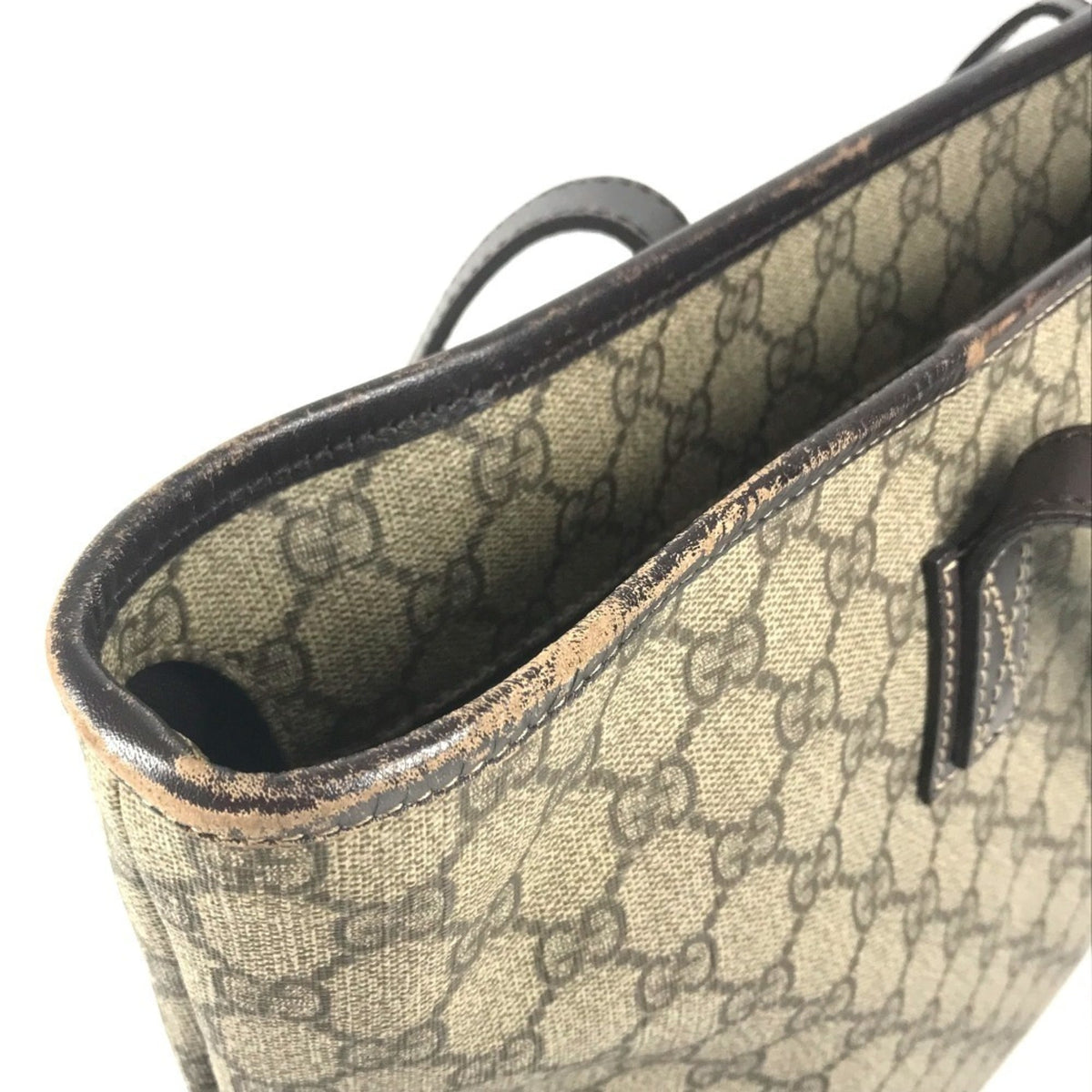 Gucci Beige Dark Brown Gg Supreme Shoulder Bag Tote Bag (Pre-Owned)