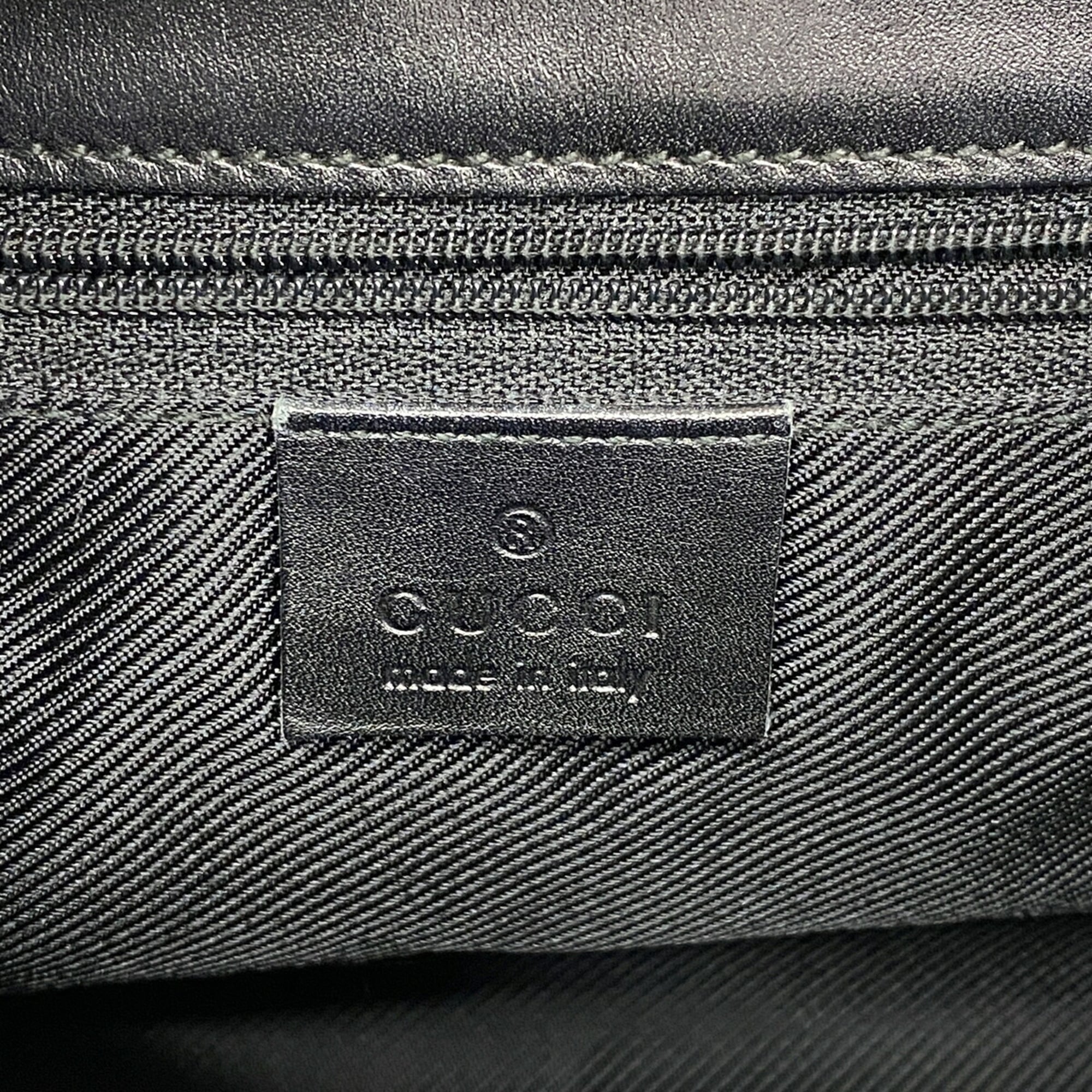 Gucci Black Brown Canvas Handbag (Pre-Owned)