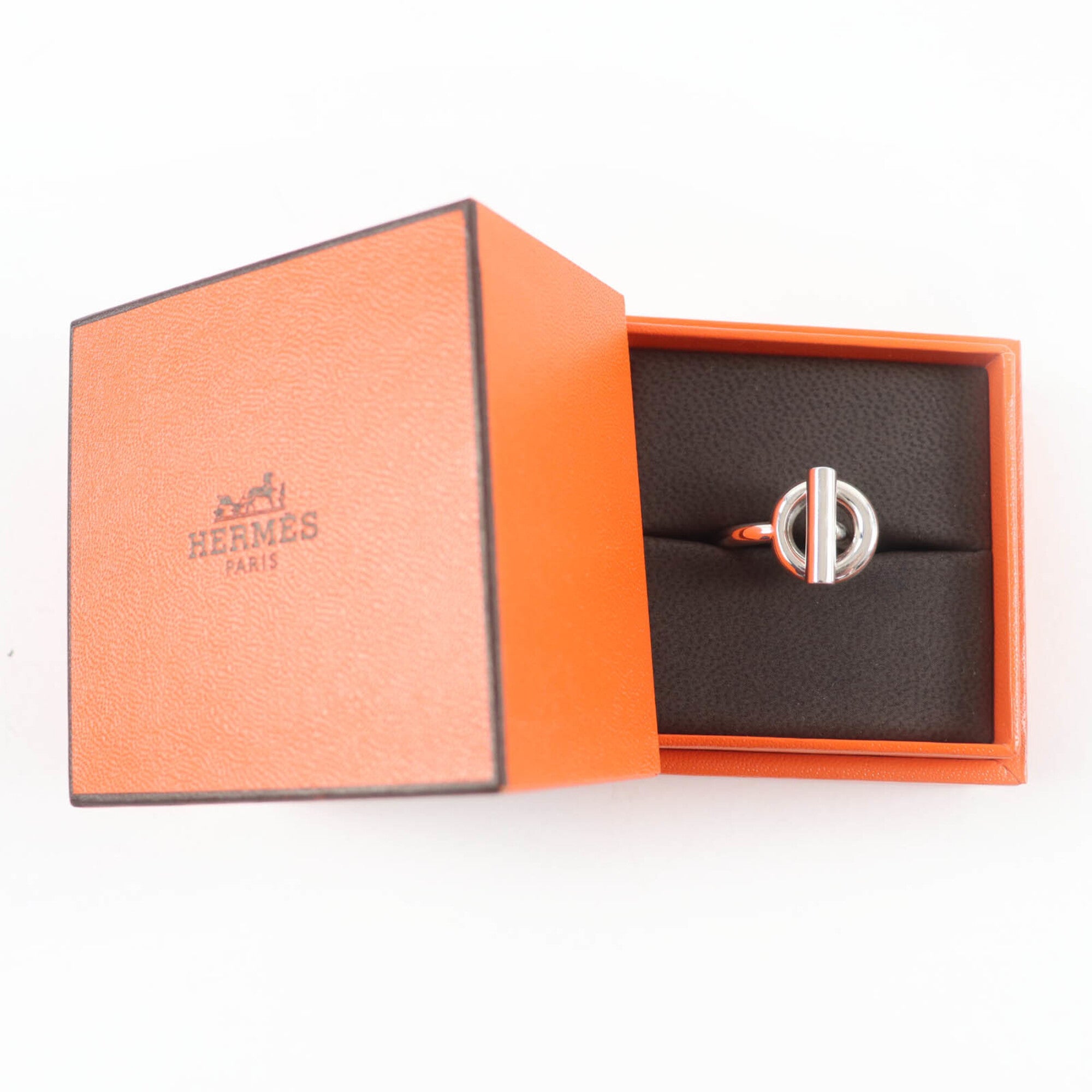 Hermes Silver Silver 925 Band Ring (Pre-Owned)
