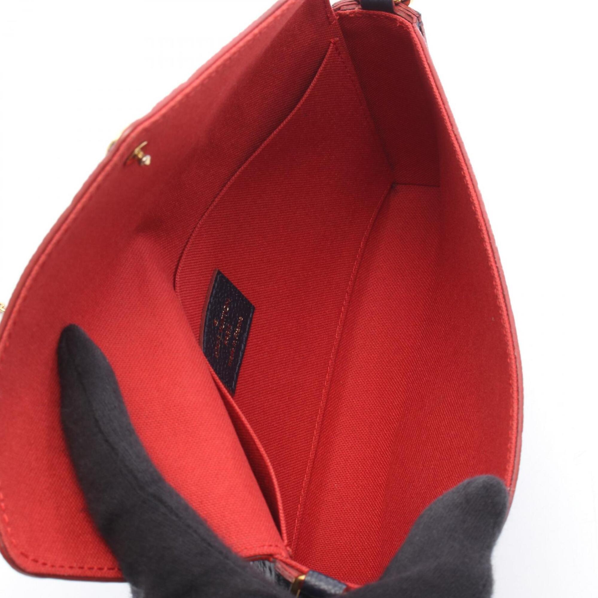 Louis Vuitton Marine Rouge Navy Red Color Leather Handbag Pochette Shoulder Bag (Pre-Owned)