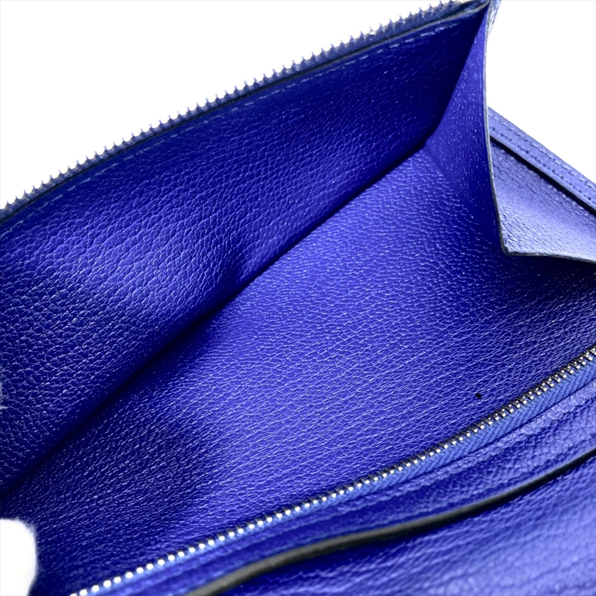 Hermes Blue Chevre Leather Long Wallet (Bi-Fold) (Pre-Owned)