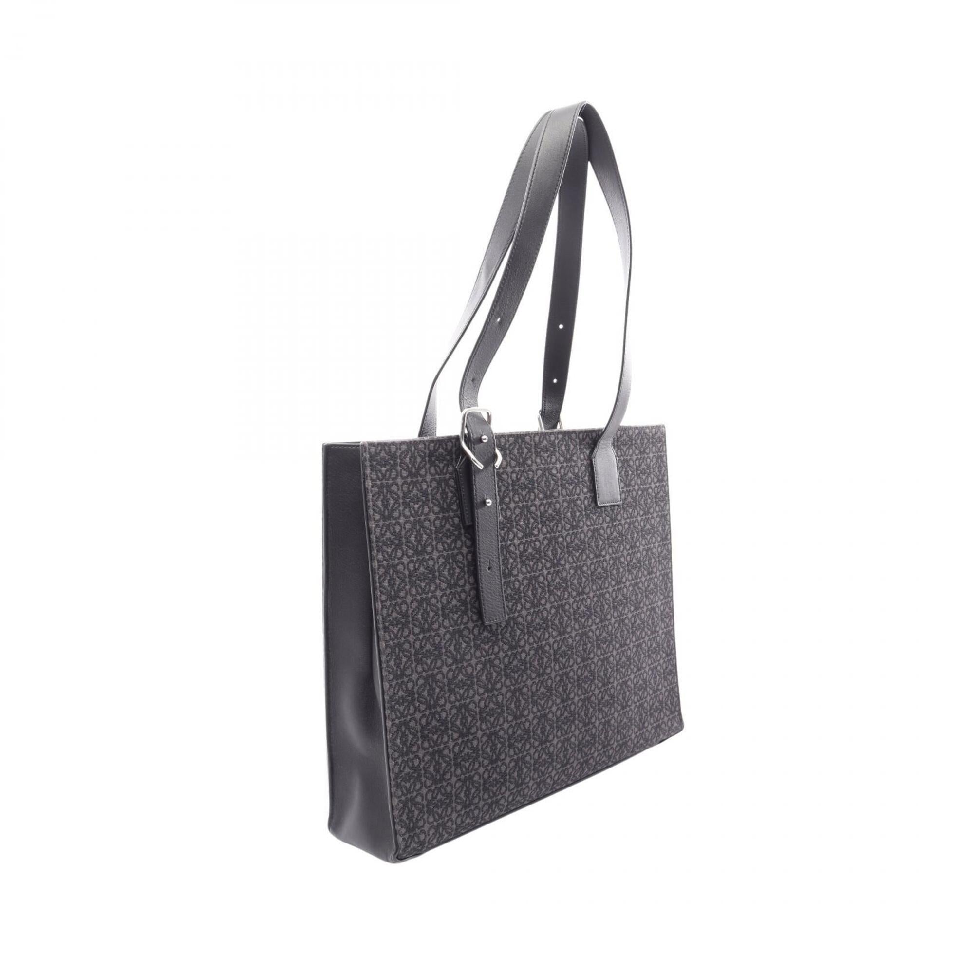 Loewe Black Gray Canvas Leather Handbag Tote Bag (Pre-Owned)