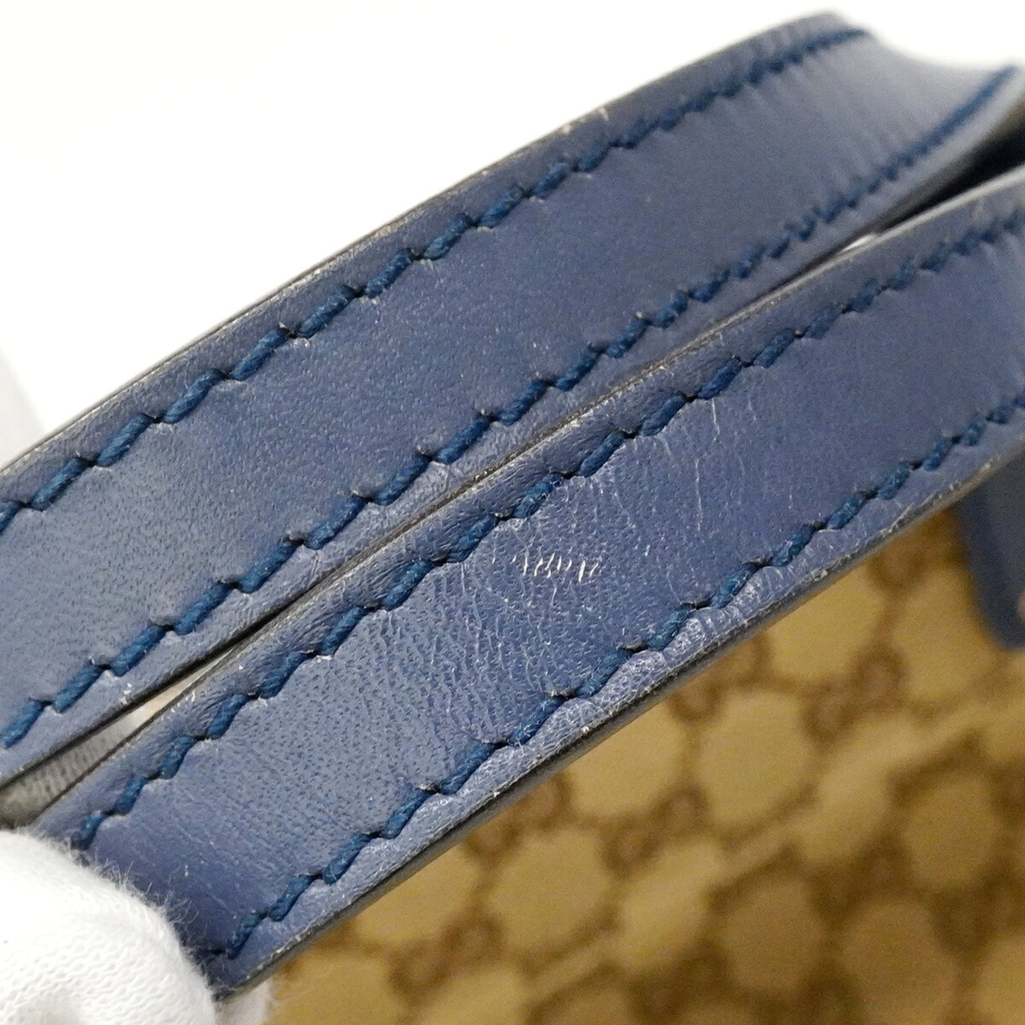 Gucci Beige Blue Canvas Tote Bag (Pre-Owned)