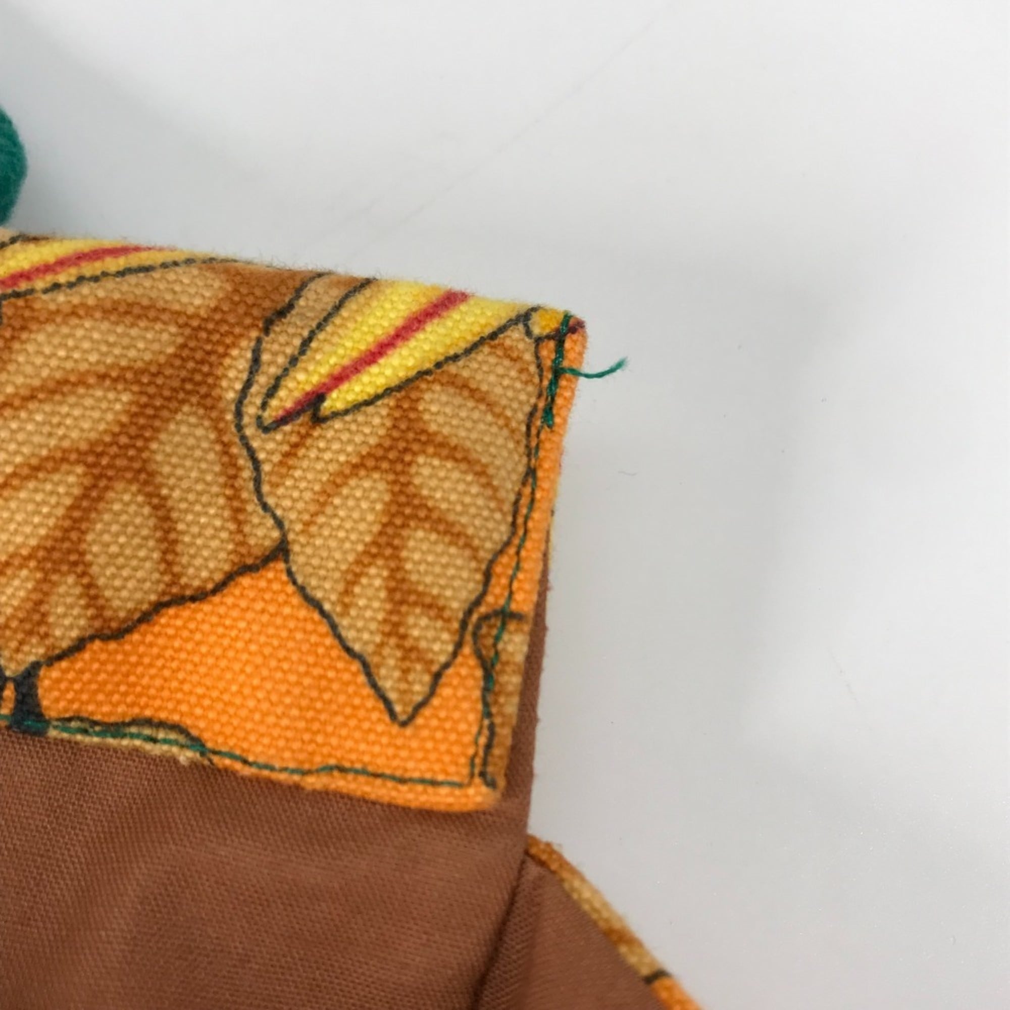 Hermes Green Orange Canvas Shoulder Bag Tote Bag (Pre-Owned)
