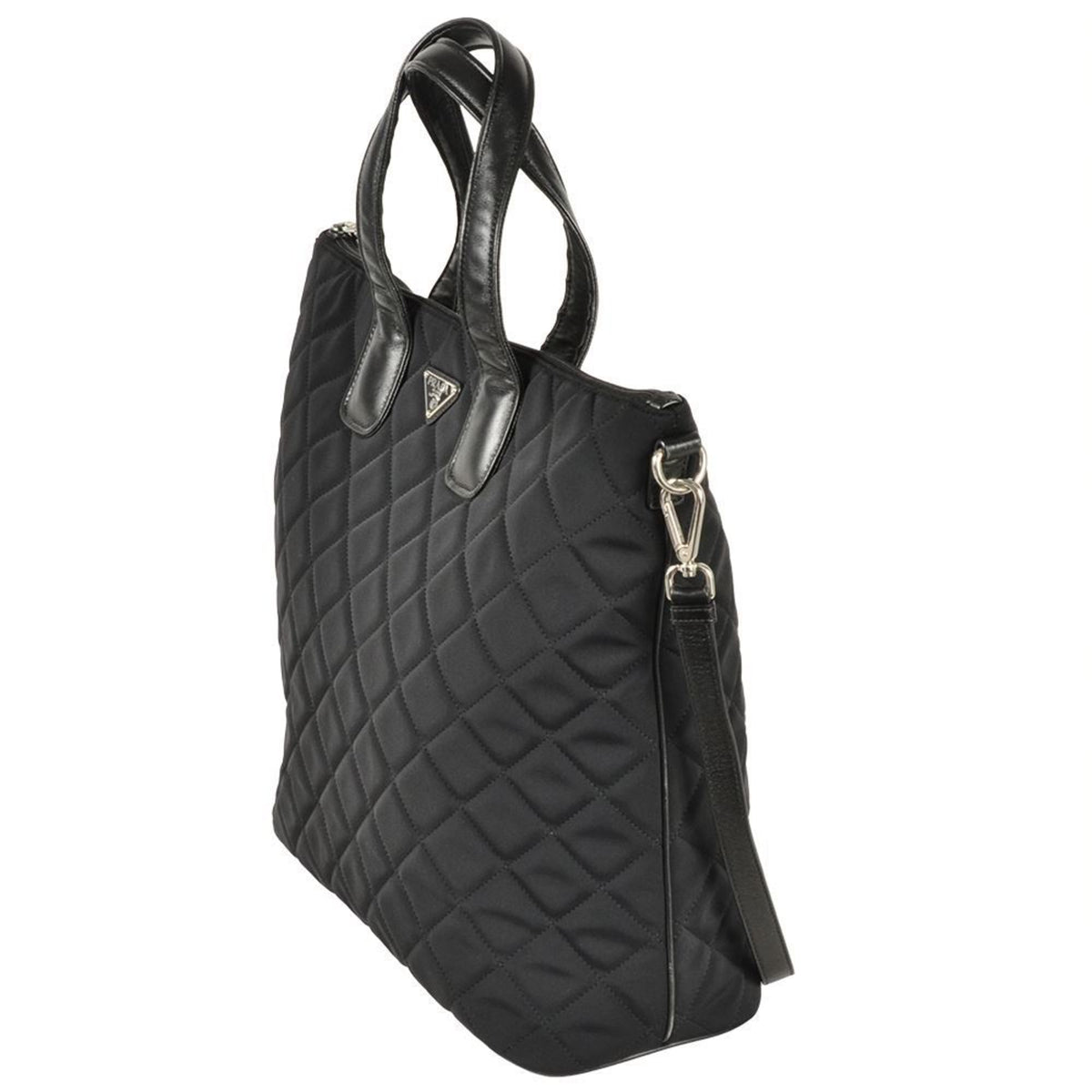 Prada Black Nylon Leather Tote Bag (Pre-Owned)