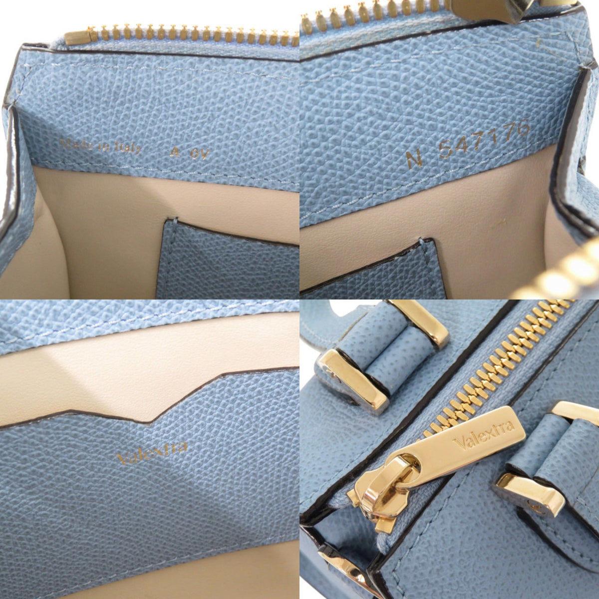 Valextra Blue Leather Handbag Shoulder Bag (Pre-Owned)